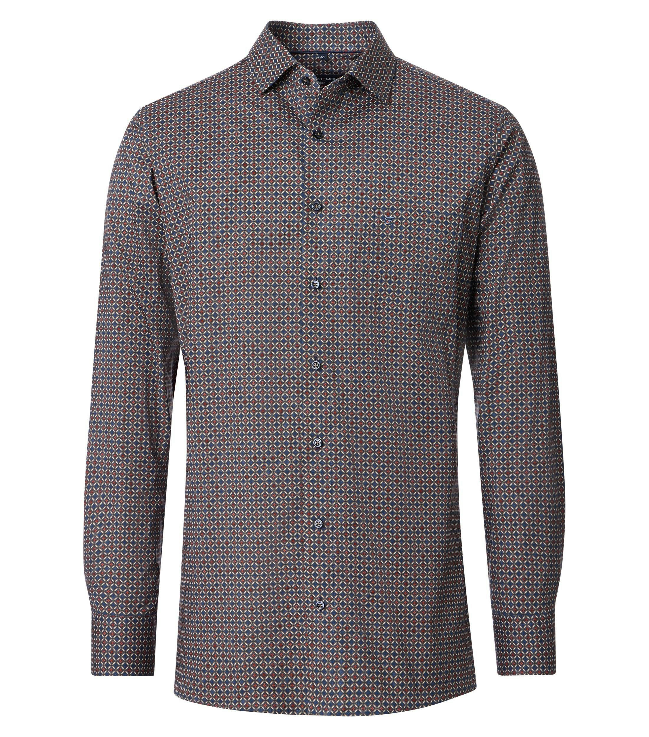 Ein Businesshemd im Print Muster in der Farbe Blau