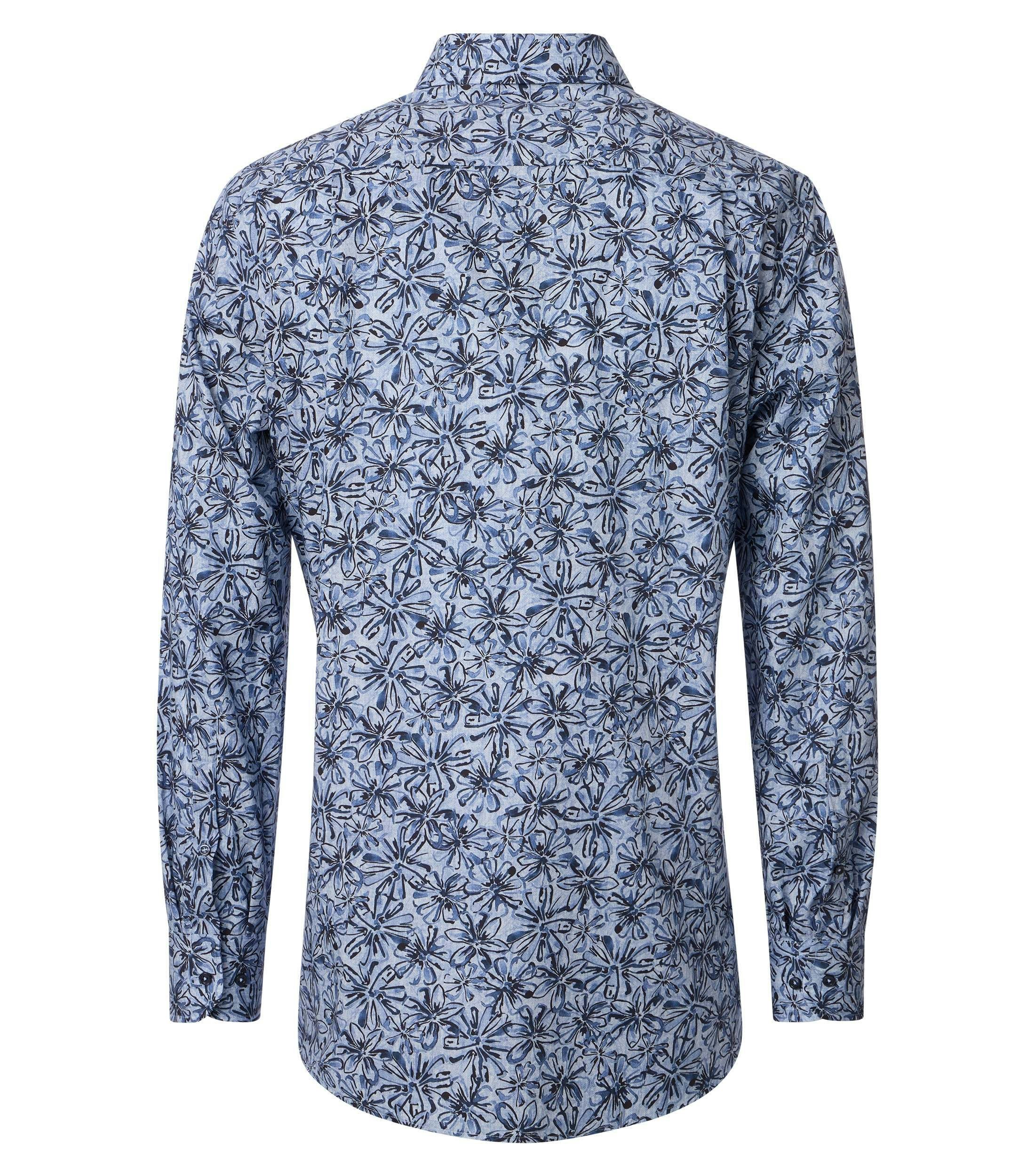 Ein Businesshemd im Print Muster in der Farbe Blau