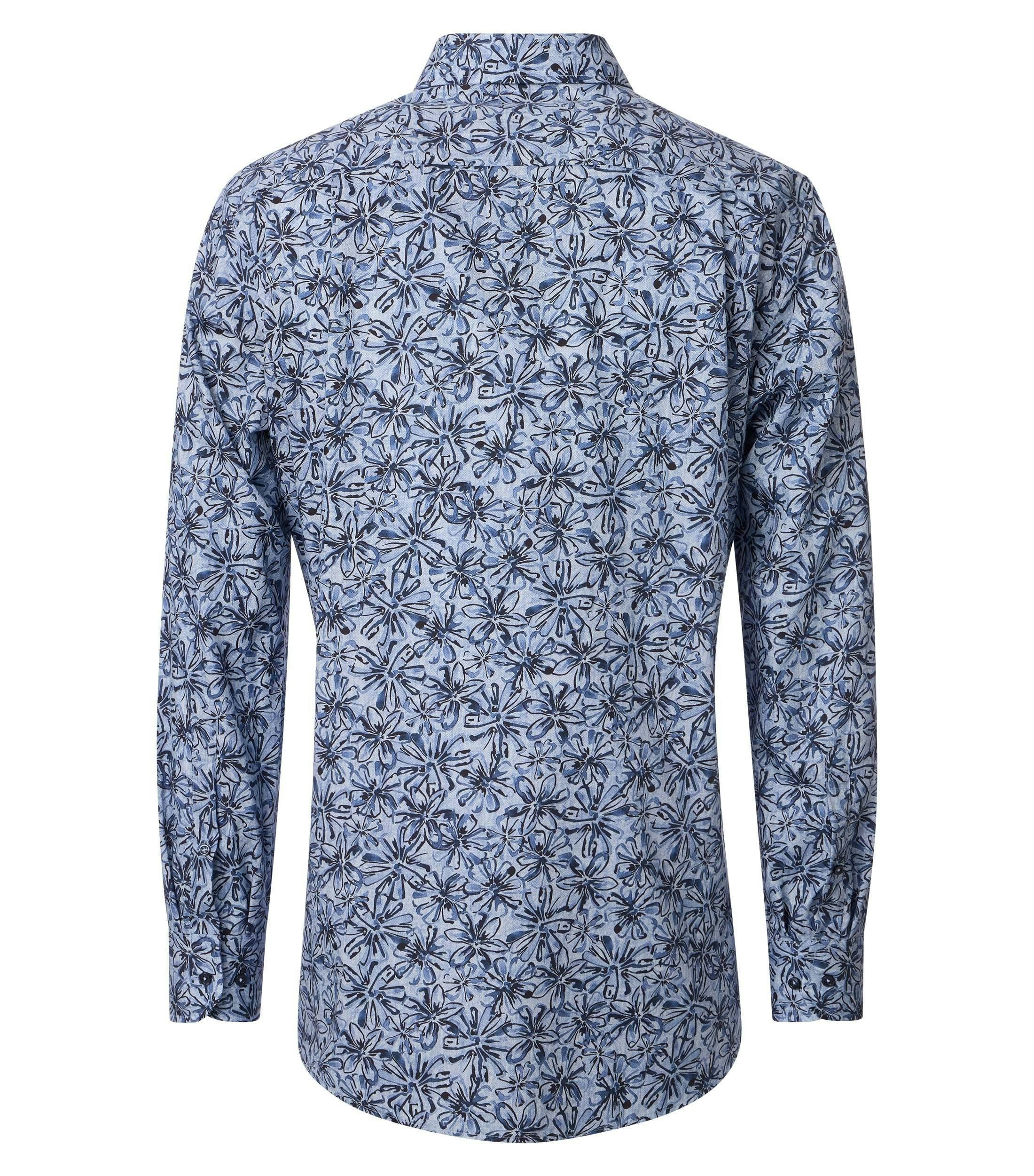 Ein Businesshemd im Print Muster in der Farbe Blau
