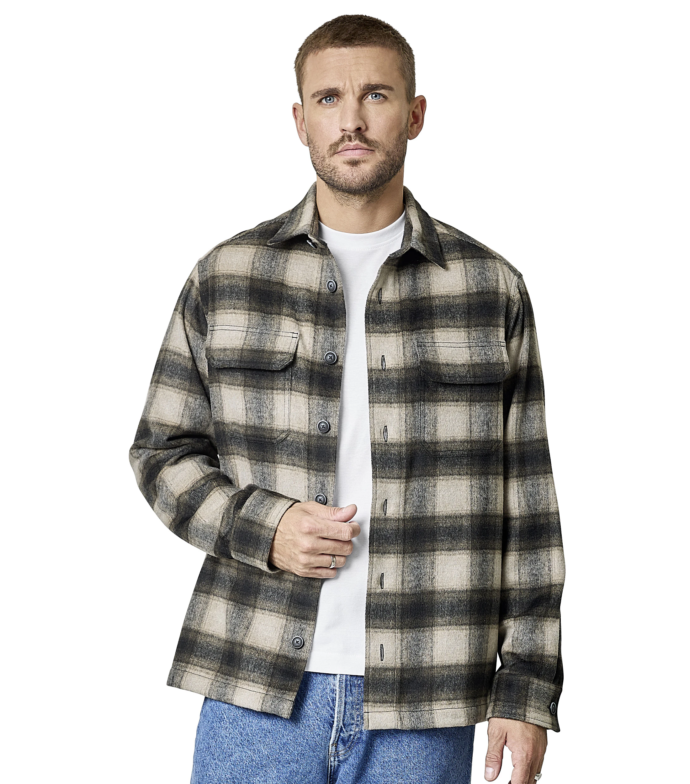 Hemdjacke im karierten Muster in der Farbe Braun