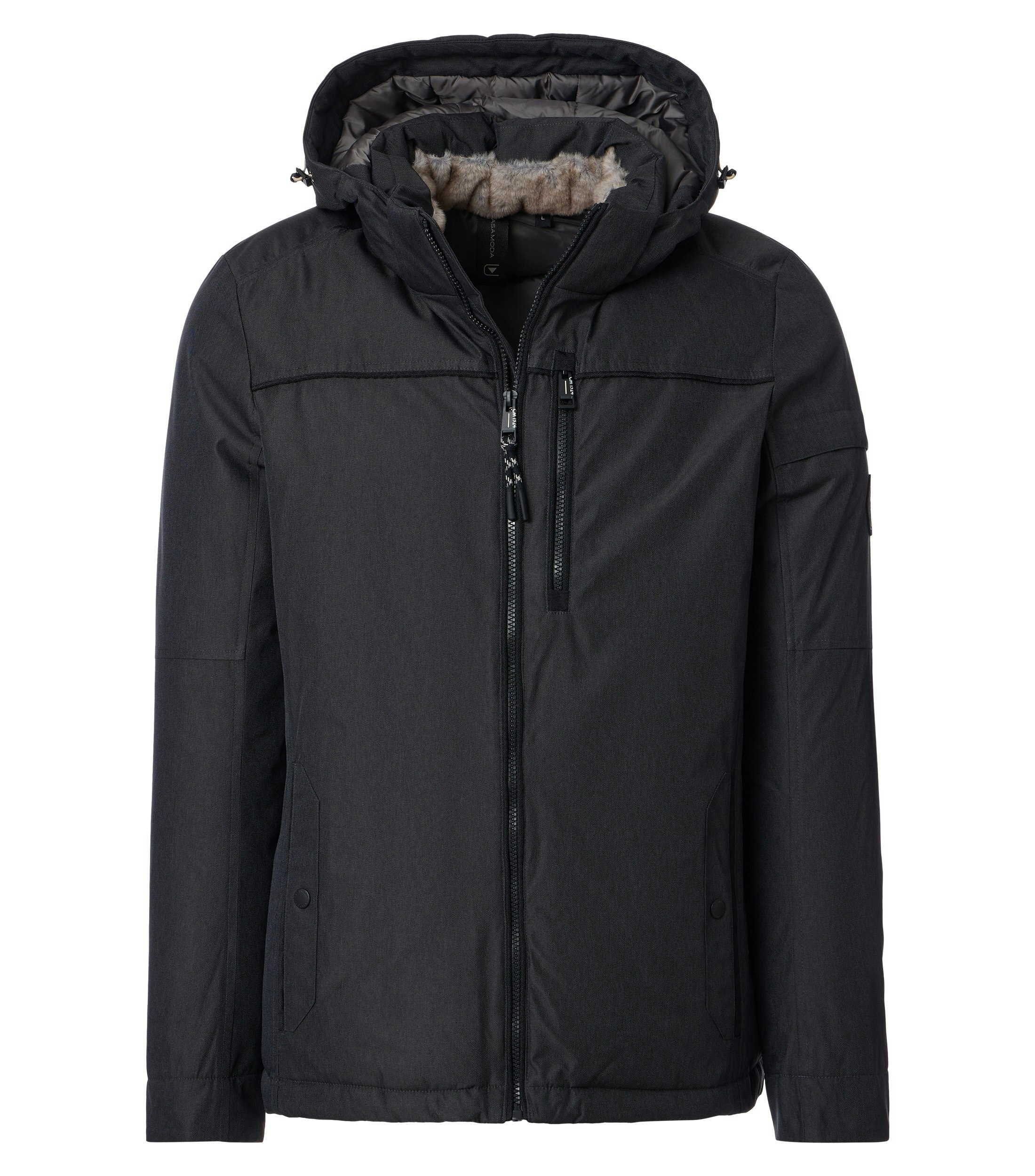 Eine Jacke im uni Muster in der Farbe Grauschwarz