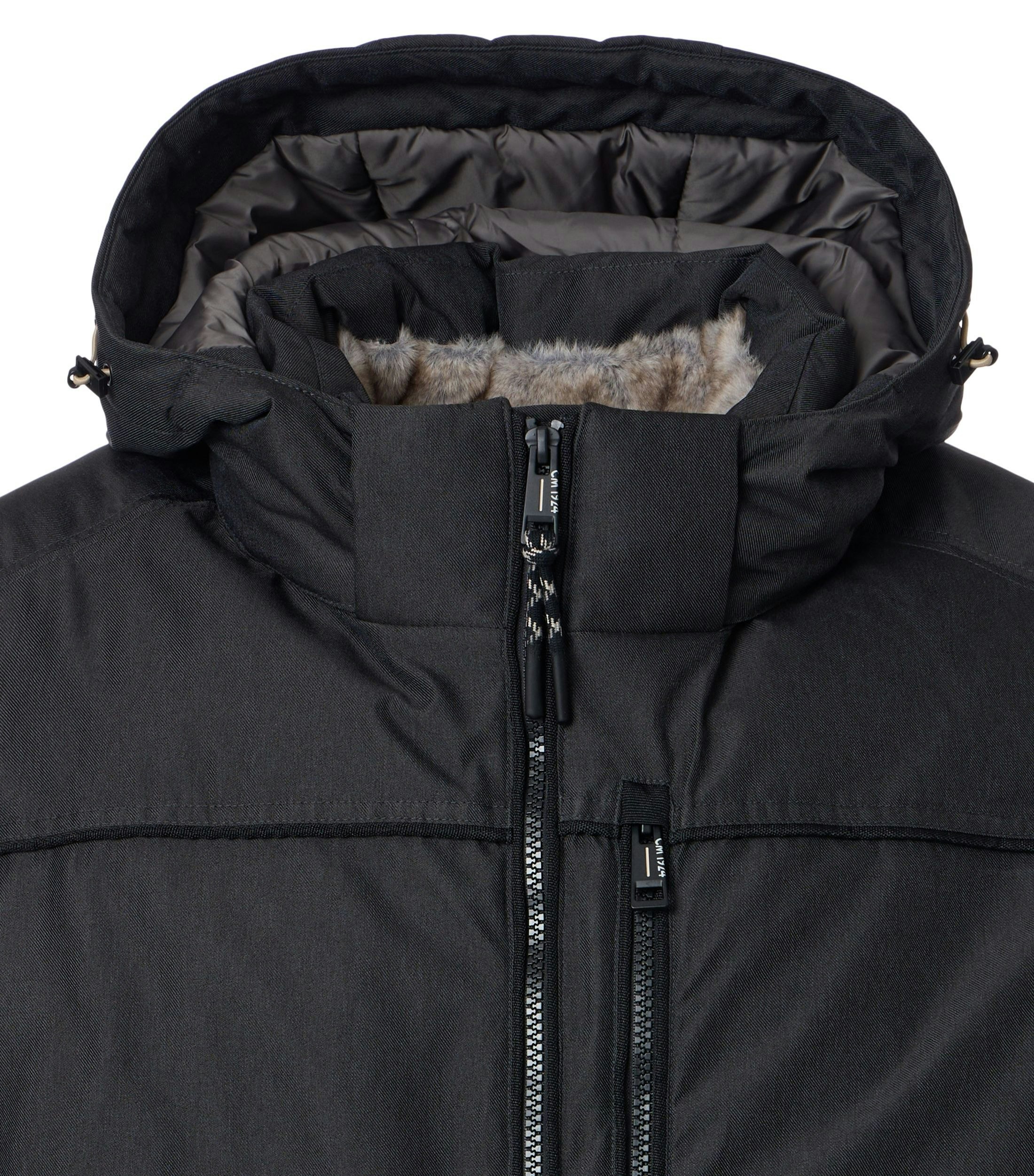 Eine Jacke im uni Muster in der Farbe Grauschwarz