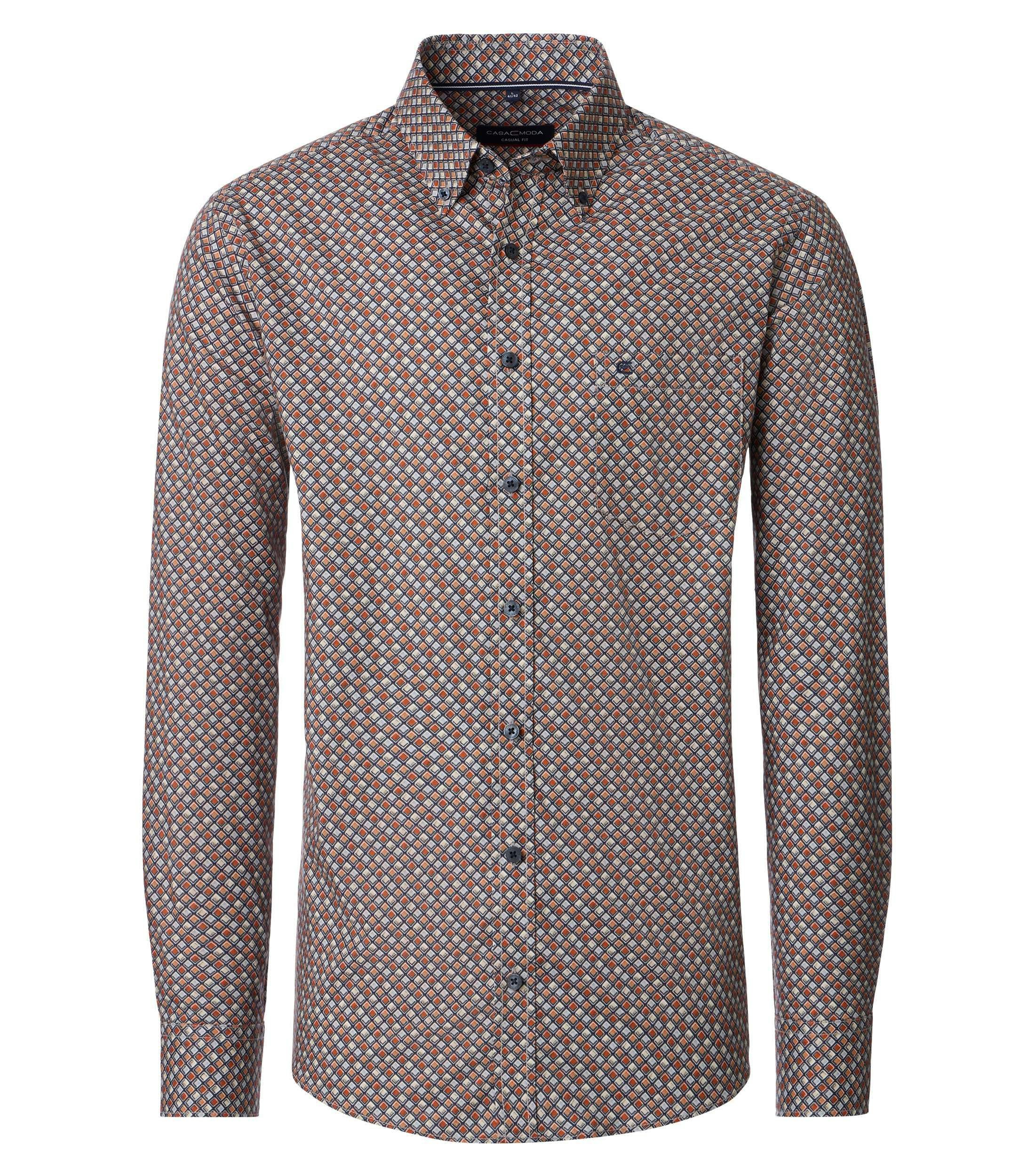 Ein Freizeithemd im Print Muster in der Farbe Orange