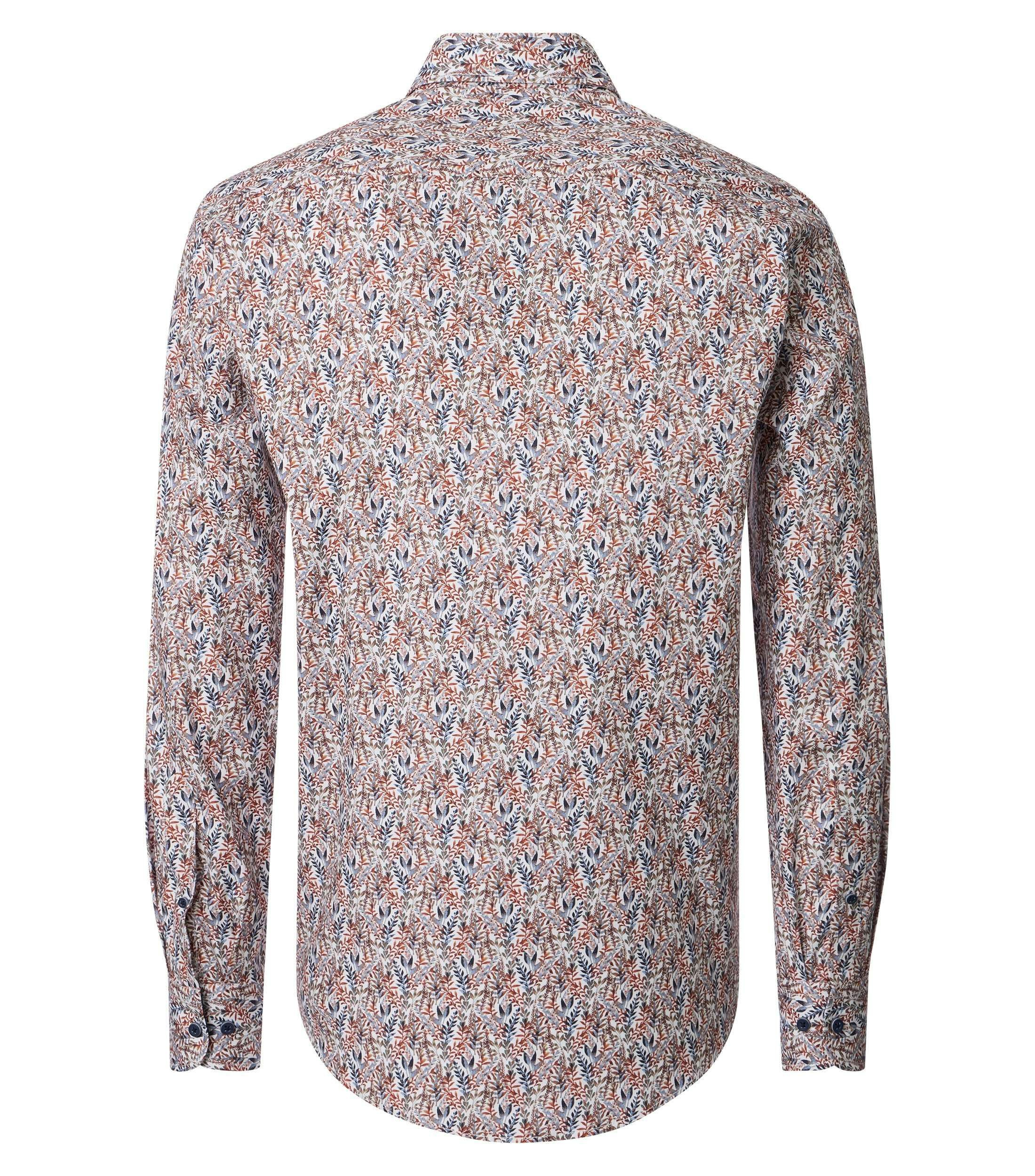 Ein Freizeithemd im Print Muster in der Farbe Orange