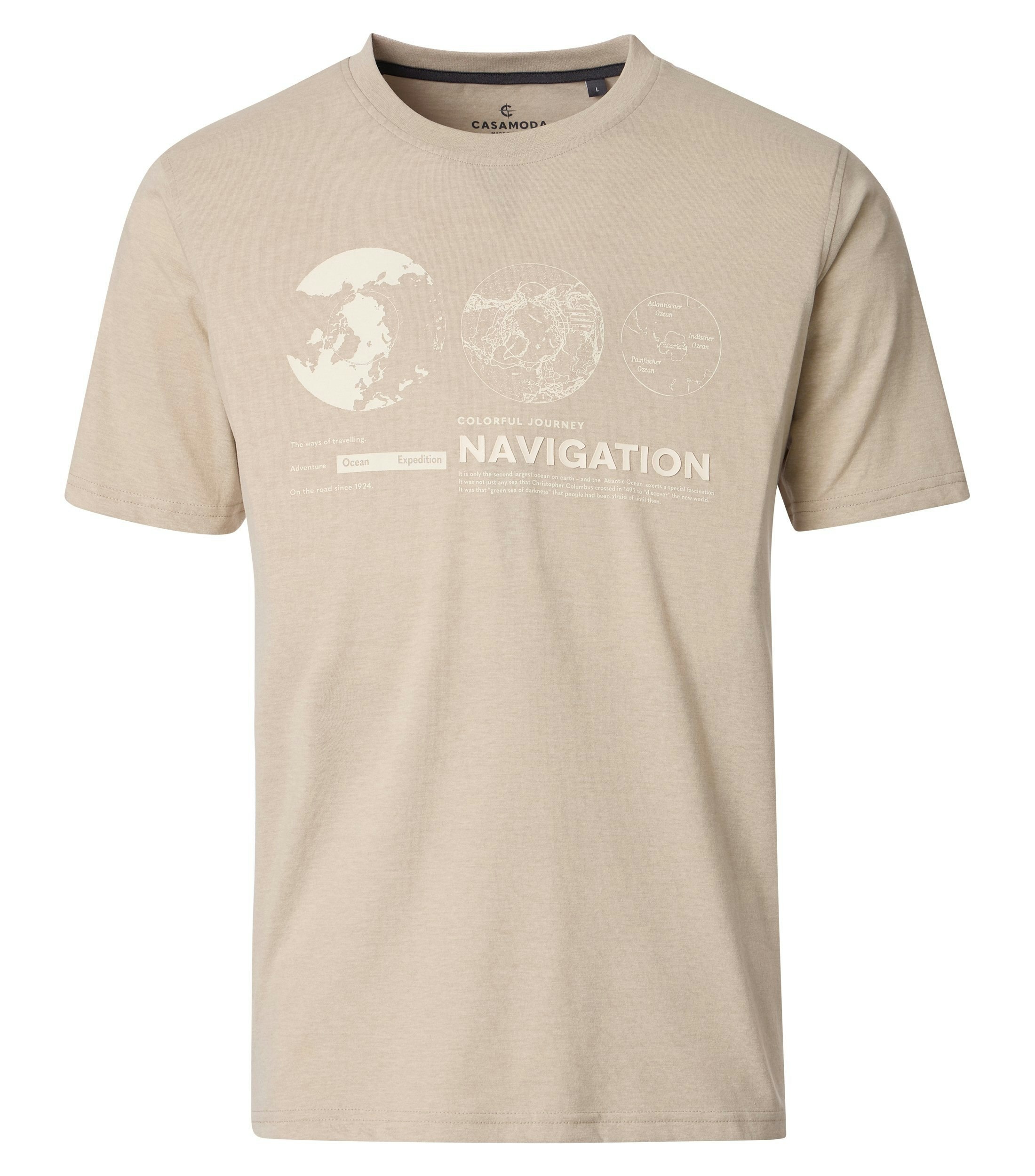 Ein T-Shirt im uni Muster in der Farbe Champagner Beige