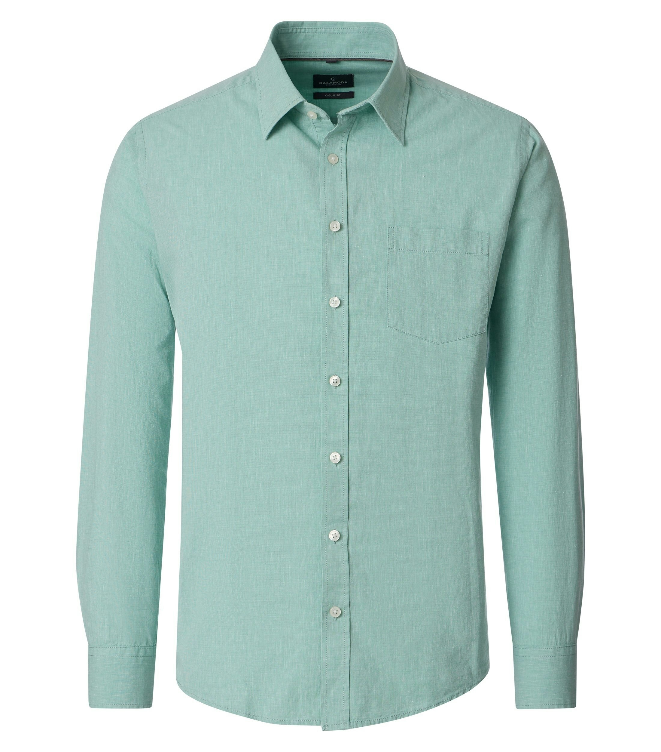 Ein Freizeithemd im uni Muster in der Farbe Grün