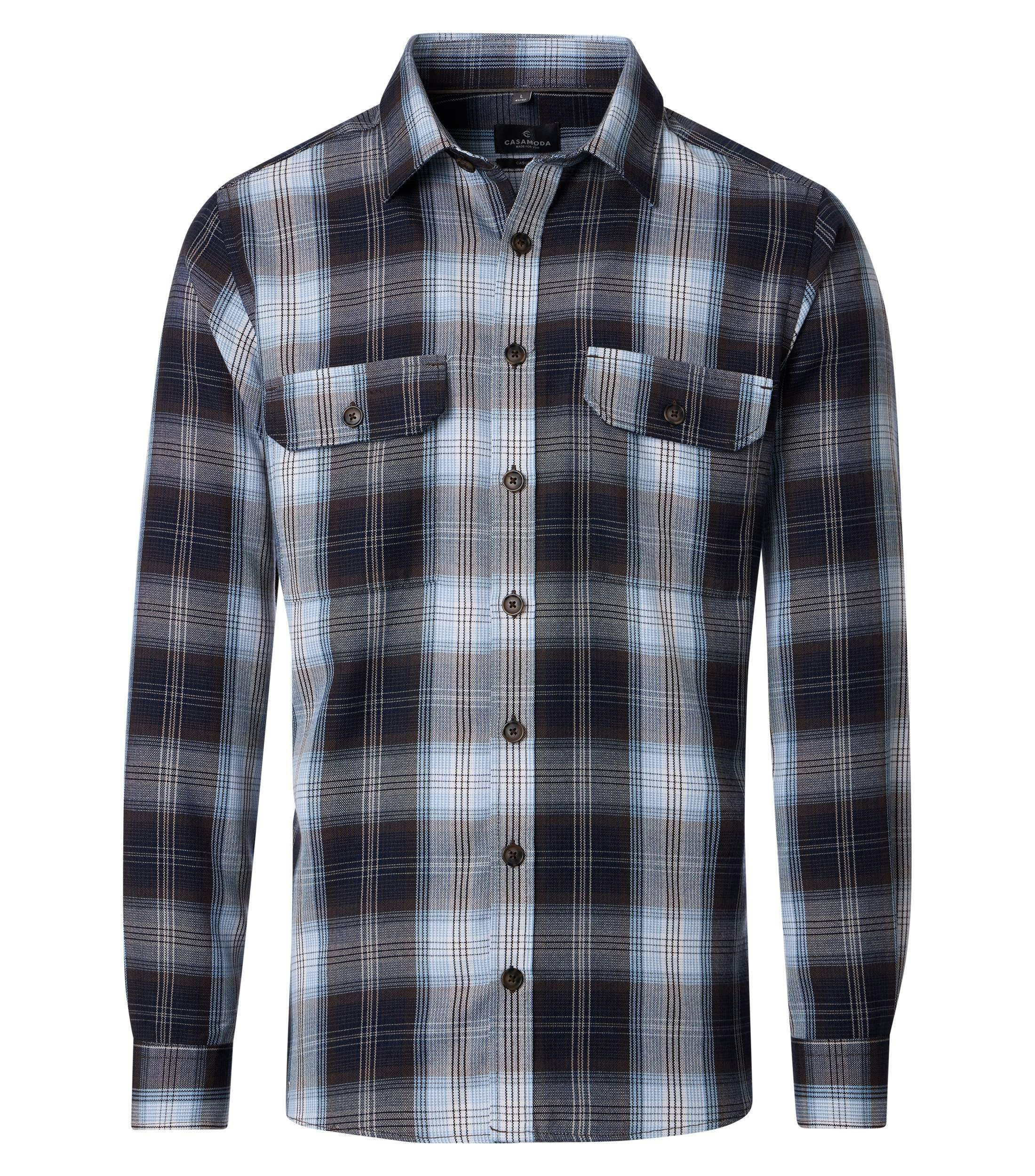 Ein Freizeithemd im uni Muster in der Farbe Dunkelblau