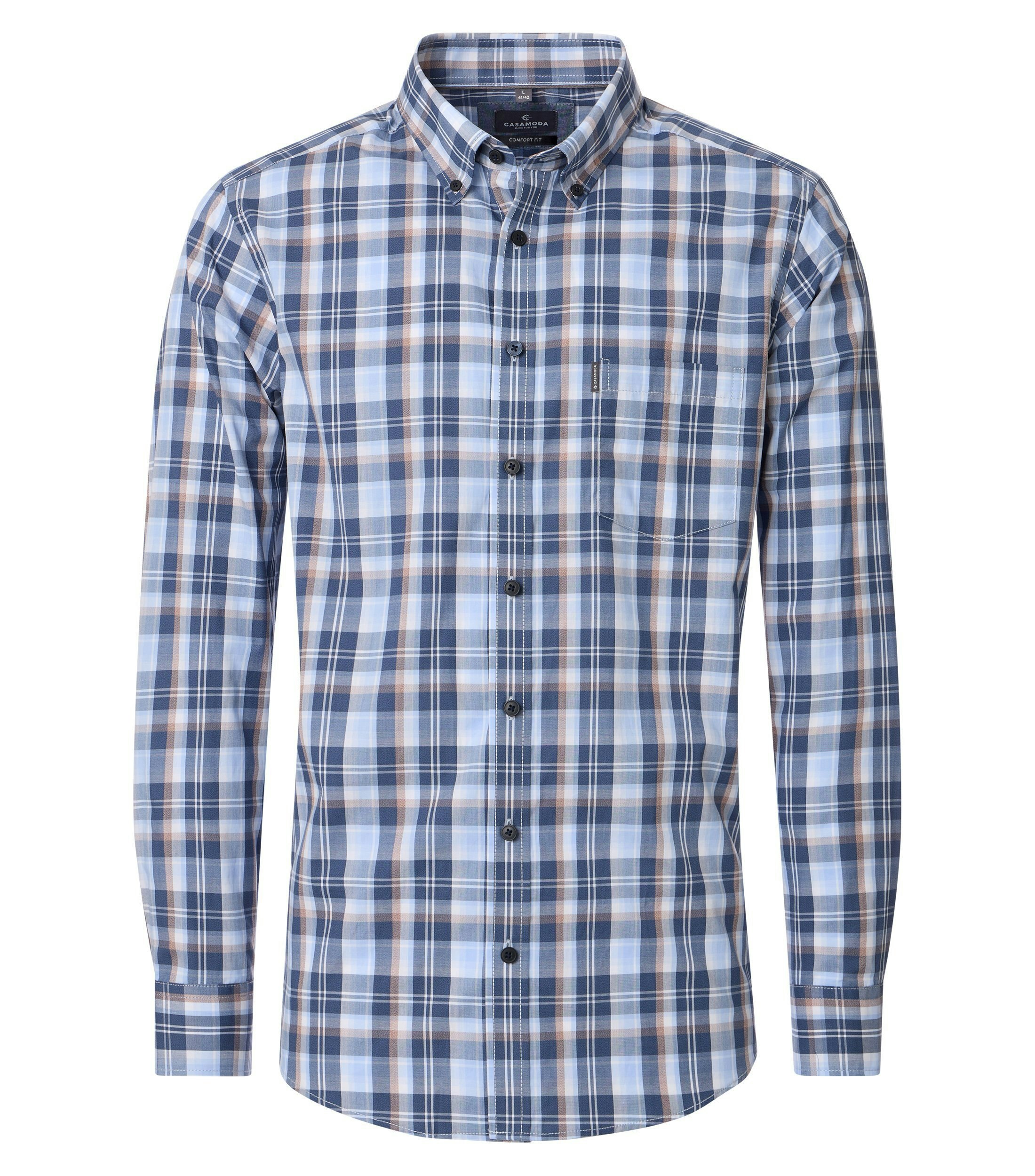 Ein Freizeithemd im kariert Muster in der Farbe Blau