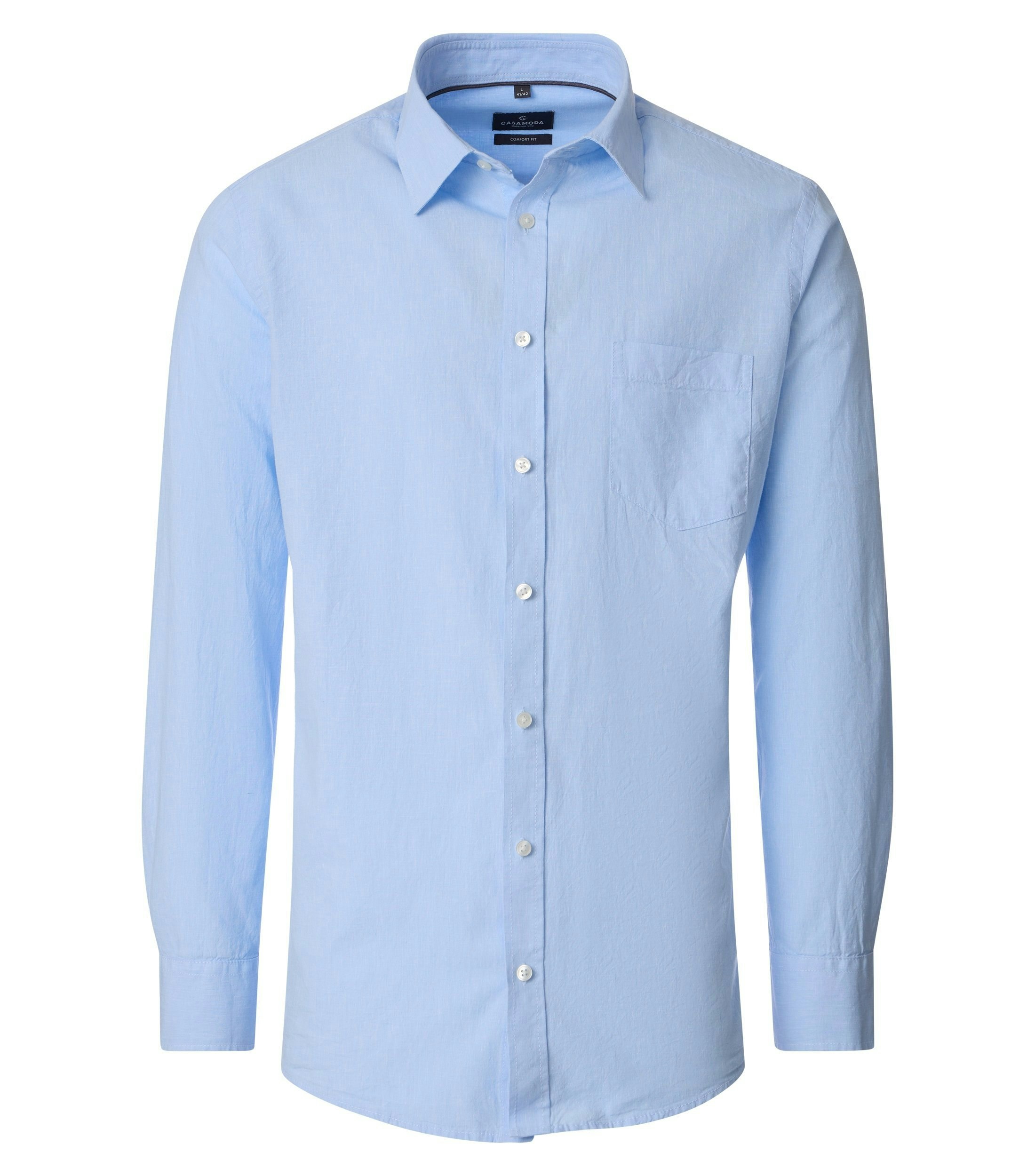 Ein Freizeithemd im uni Muster in der Farbe Blau