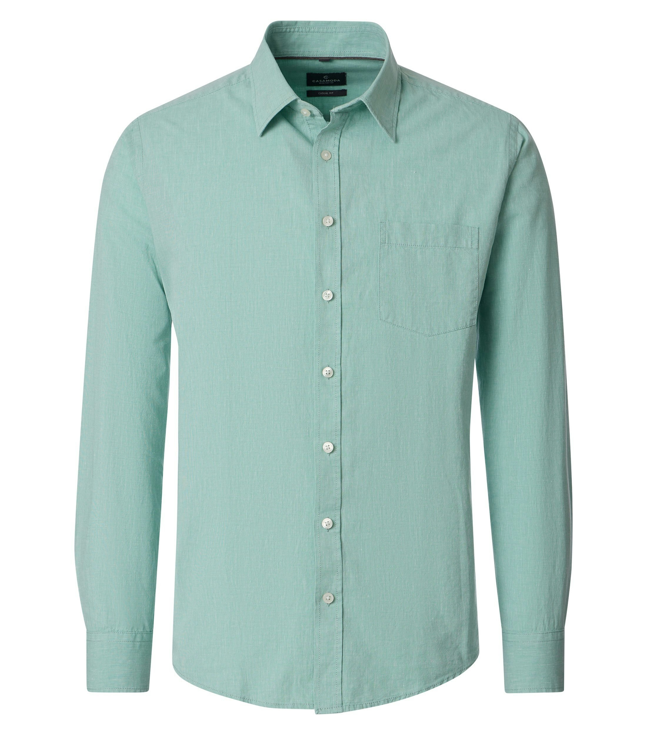 Ein Freizeithemd im uni Muster in der Farbe Grün