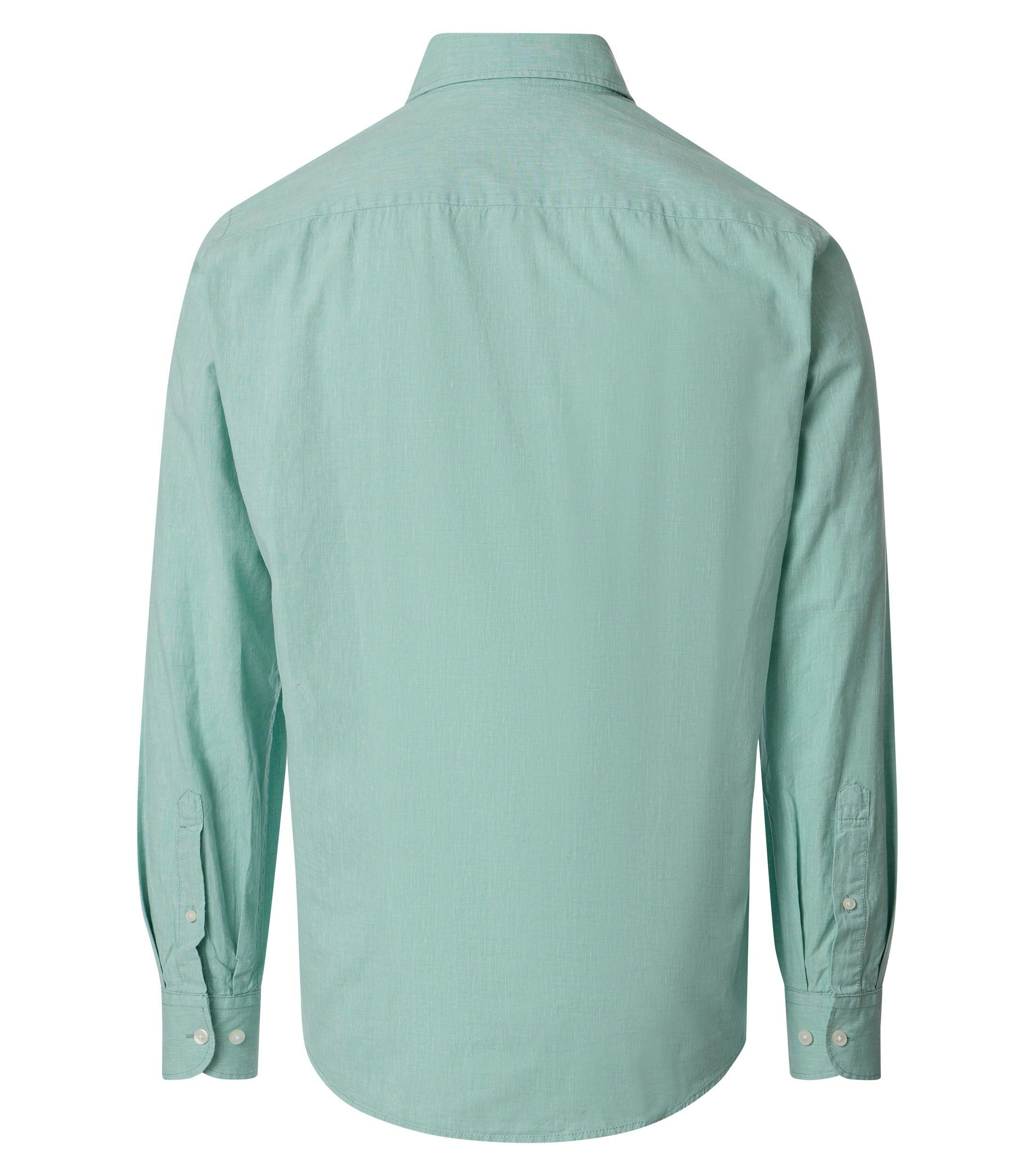 Ein Freizeithemd im uni Muster in der Farbe Grün