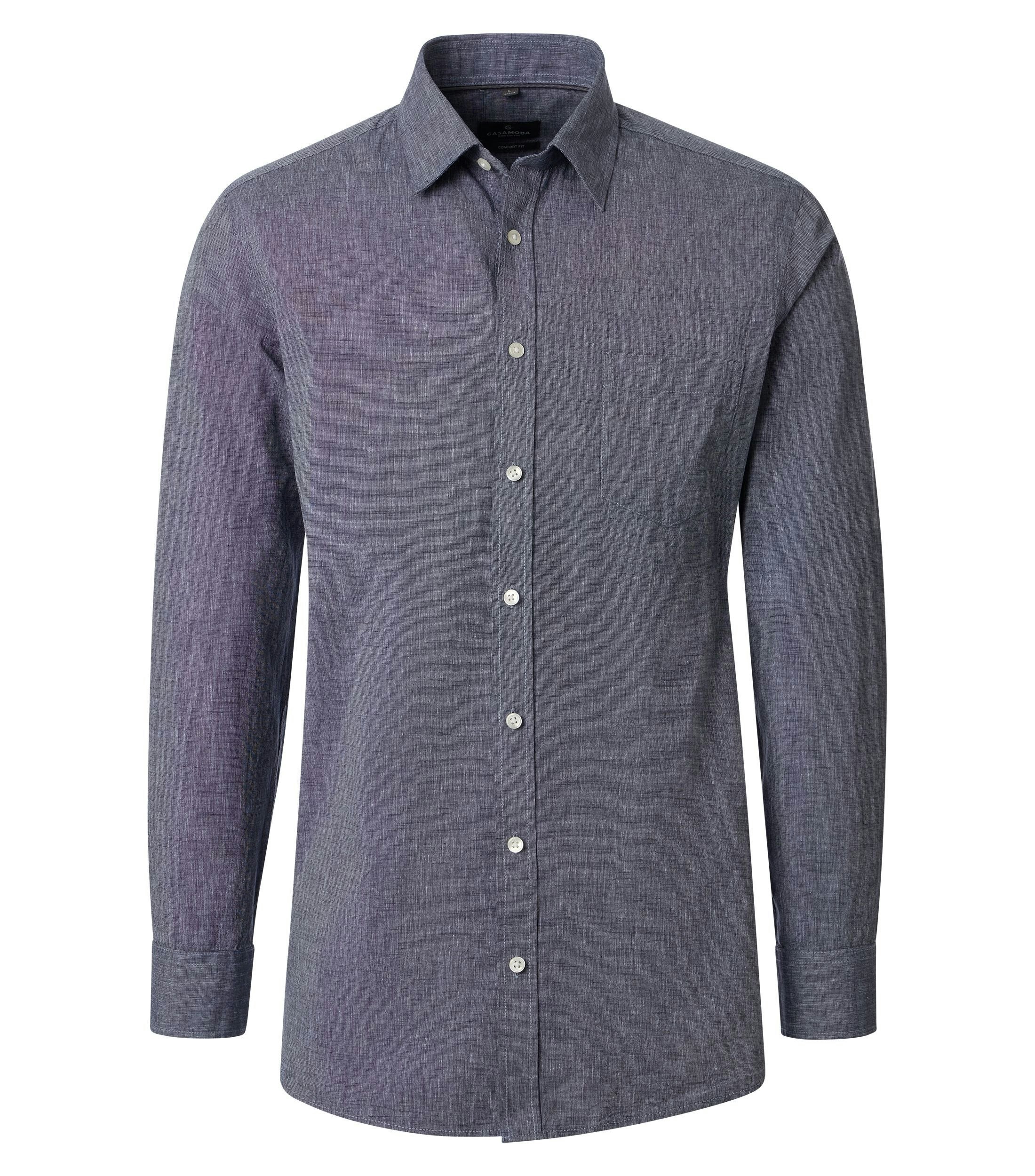 Ein Freizeithemd im uni Muster in der Farbe Dunkelblau