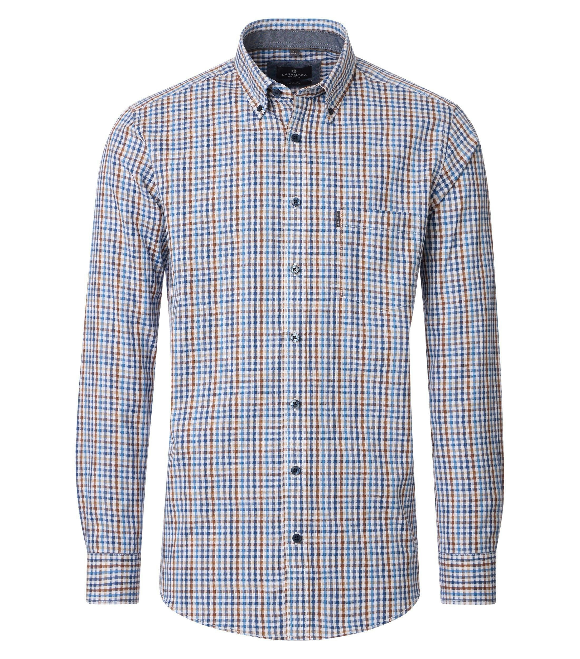 Ein Freizeithemd im uni Muster in der Farbe Blau