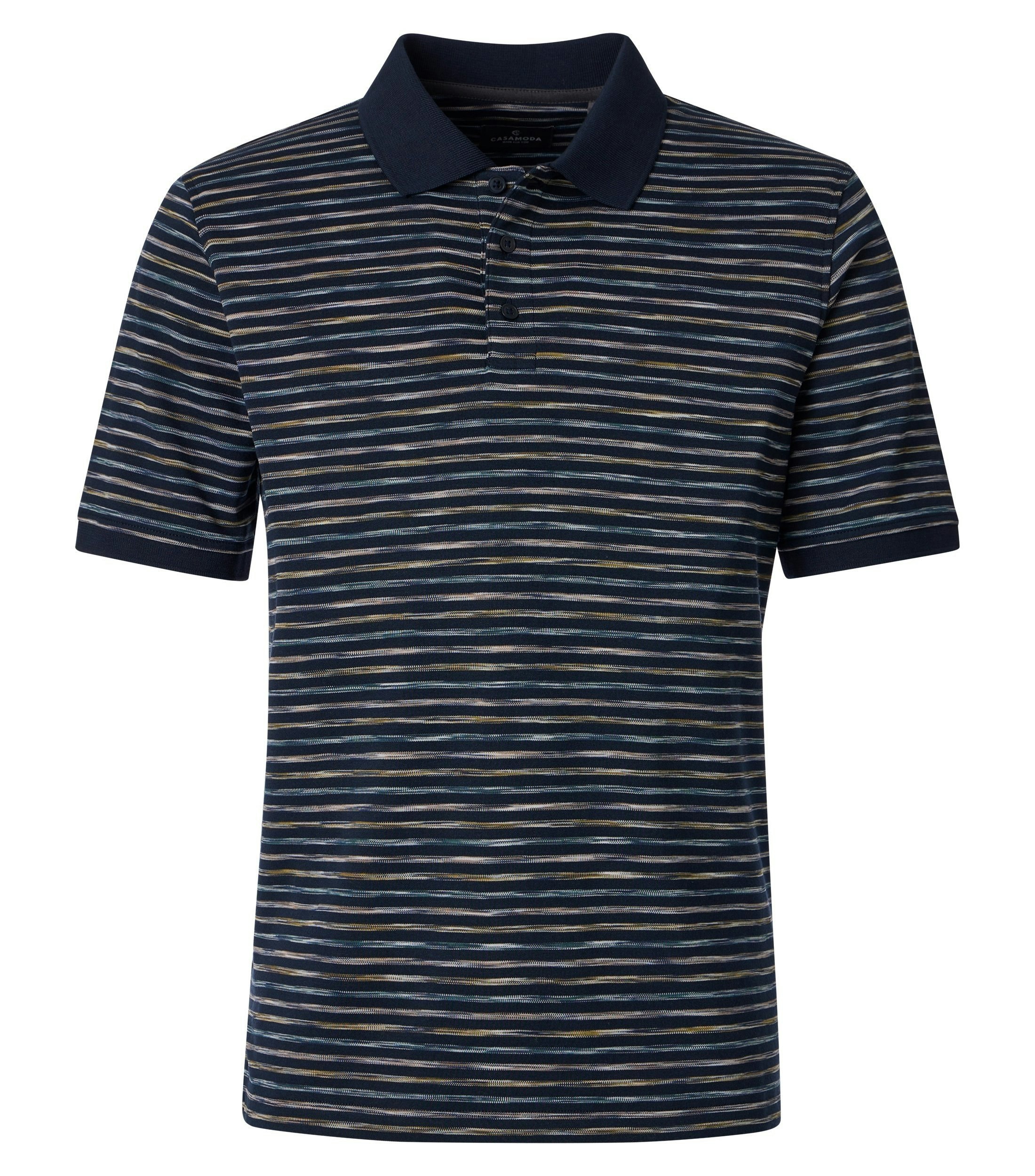 Ein Polo-Shirt im gestreift Muster in der Farbe Dunkelblau