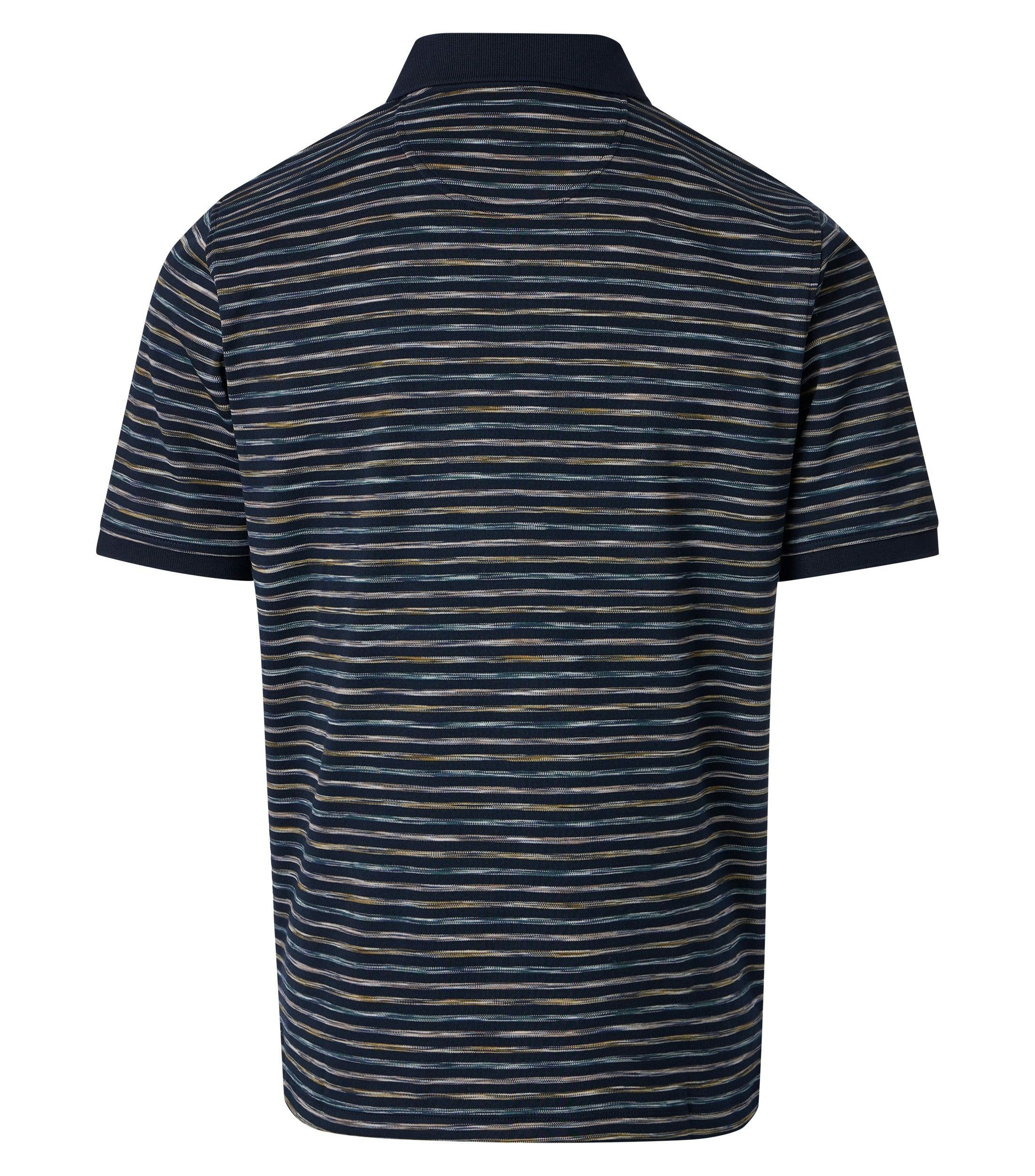 Ein Polo-Shirt im gestreift Muster in der Farbe Dunkelblau