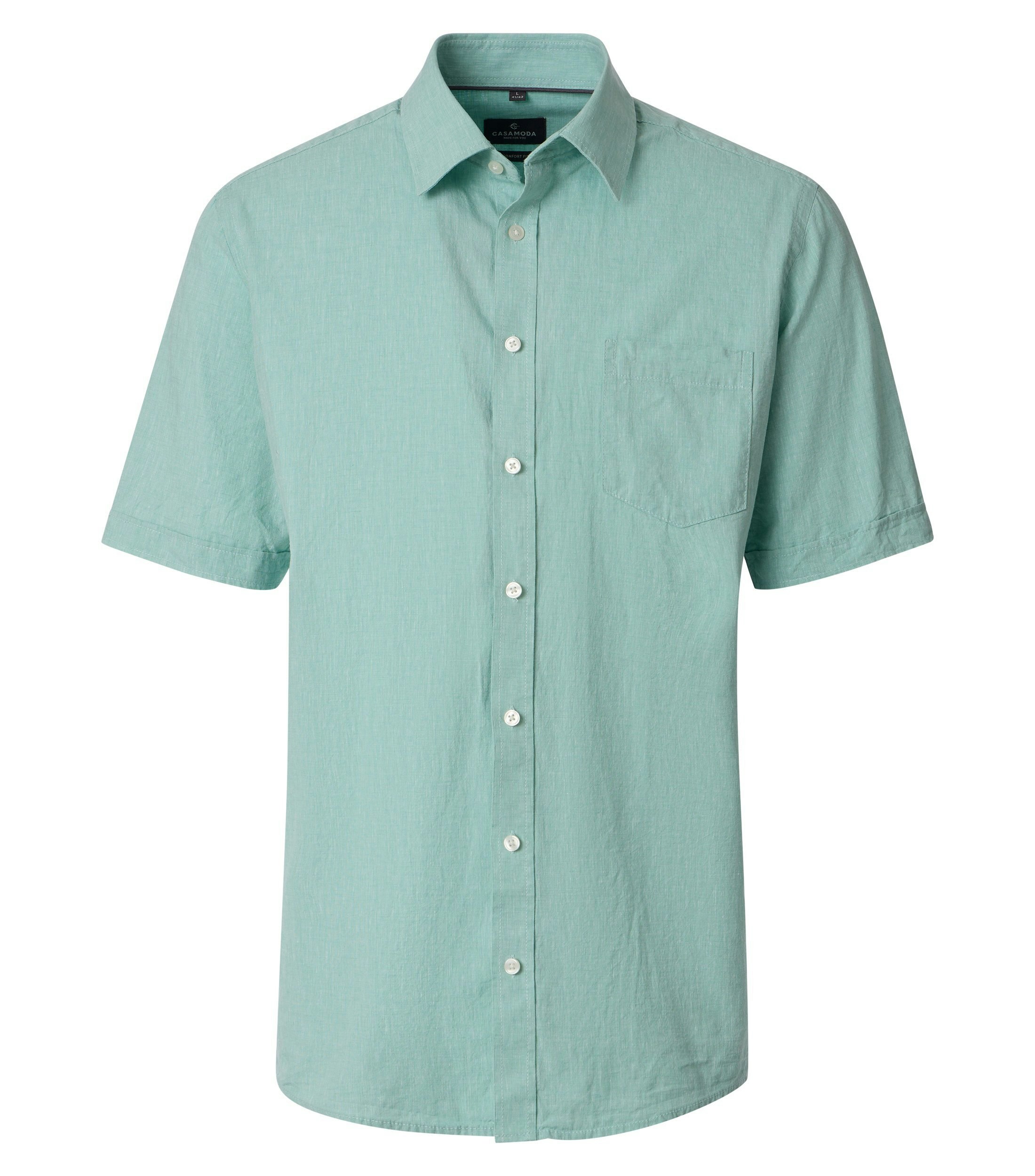 Ein Freizeithemd im uni Muster in der Farbe Grün