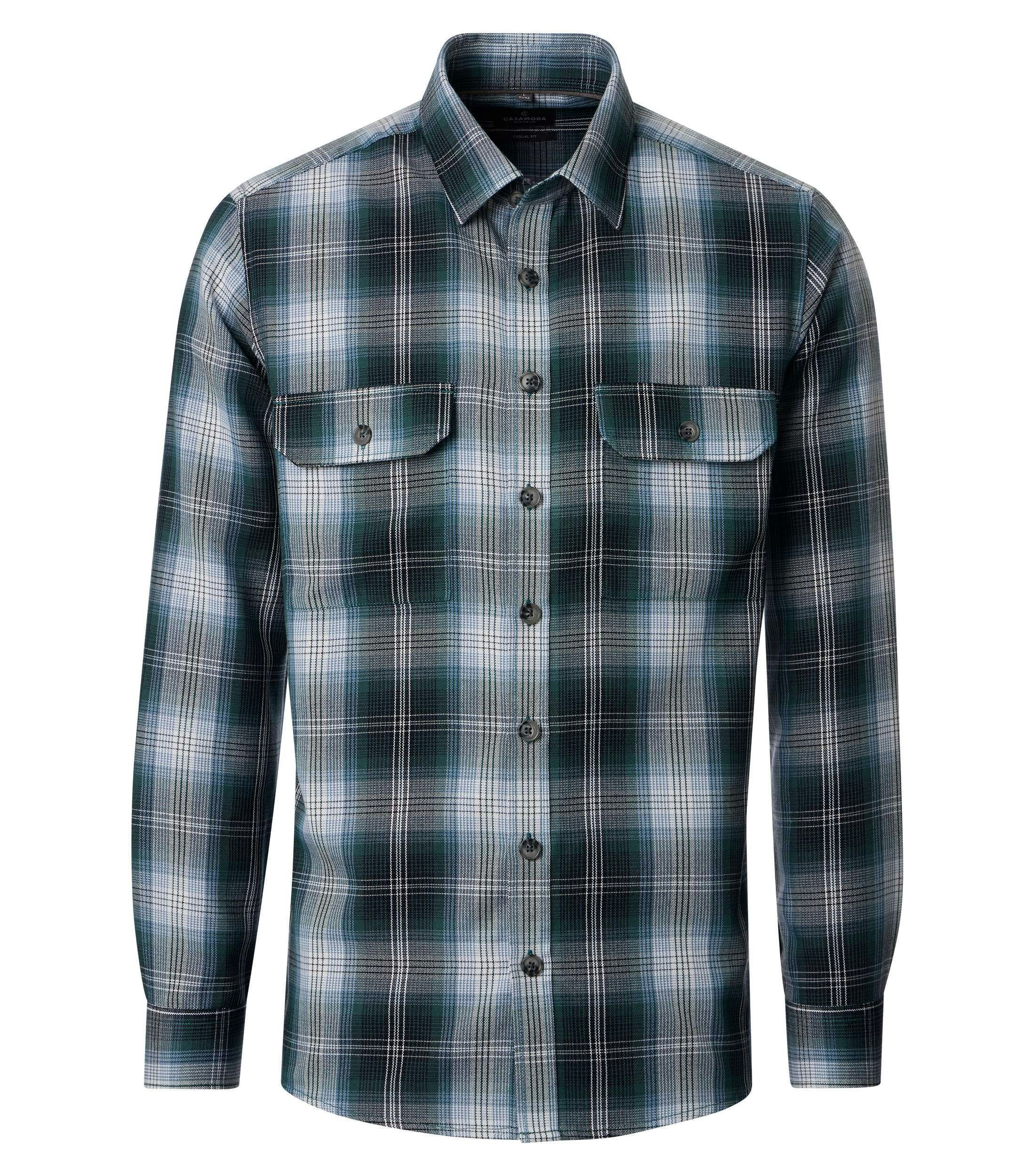 Ein Freizeithemd im uni Muster in der Farbe Grün