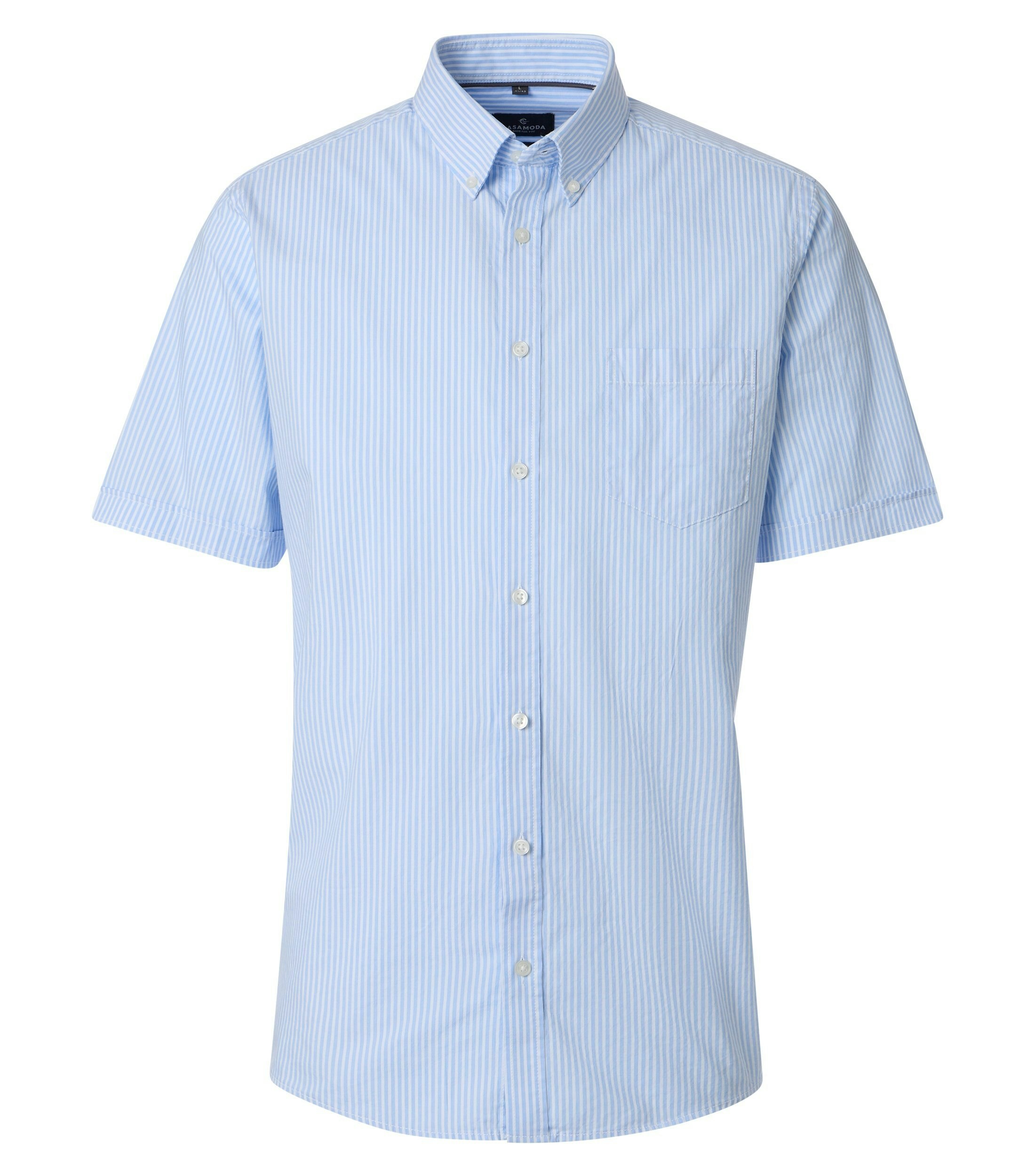 Ein Freizeithemd im gestreift Muster in der Farbe Hellblau