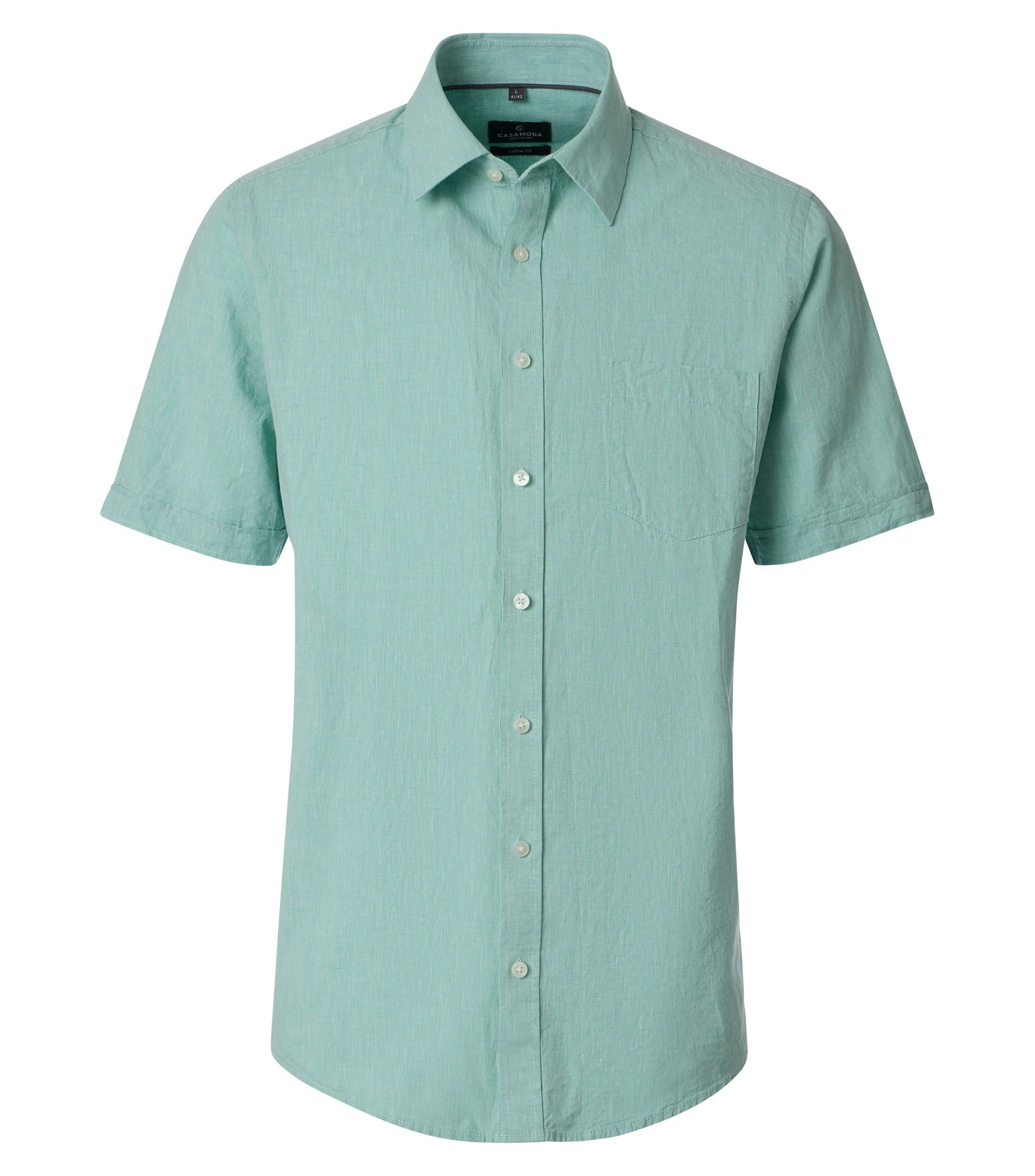 Ein Freizeithemd im uni Muster in der Farbe Grün