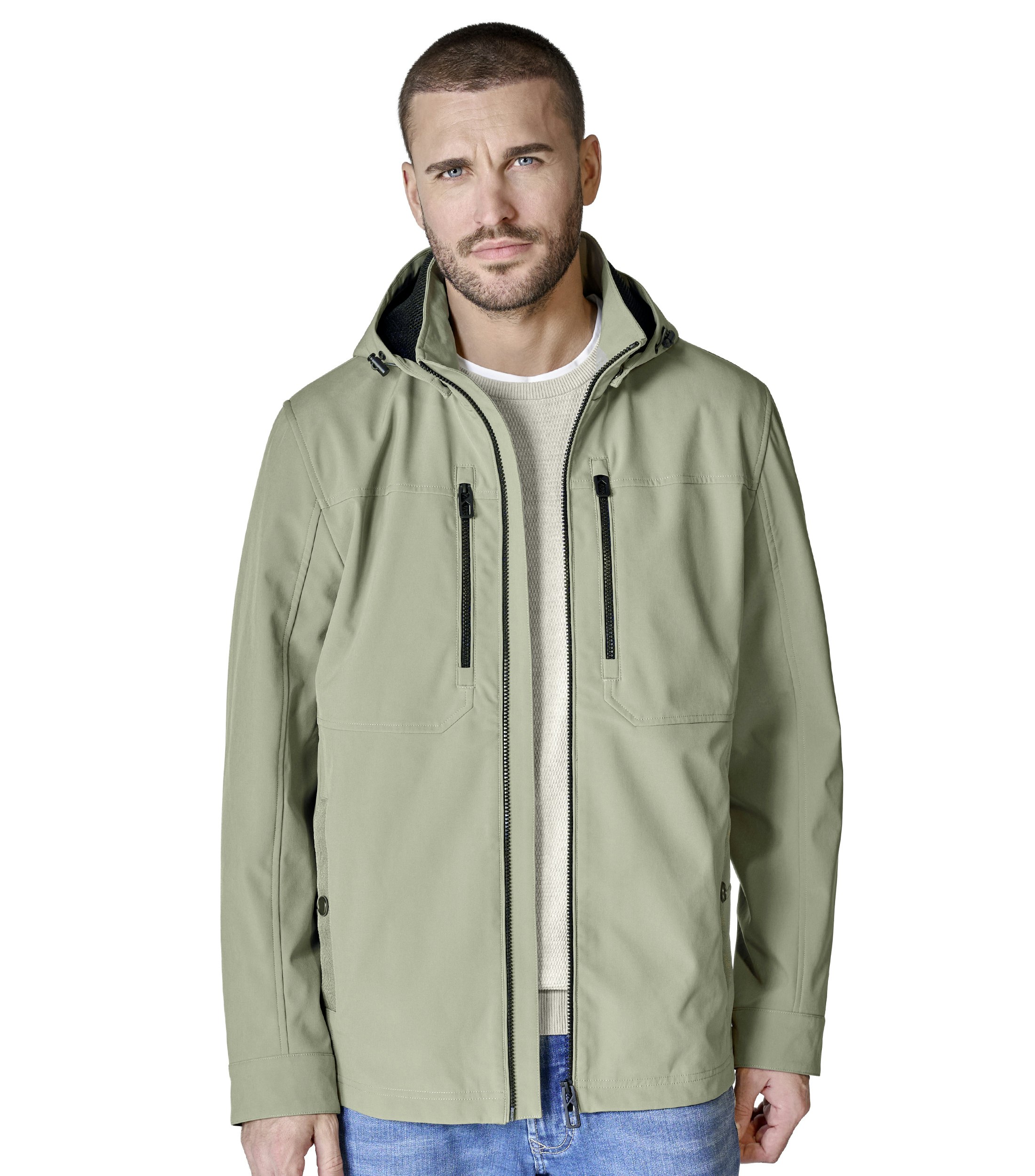 Eine Jacke im uni Muster in der Farbe Hellgrün