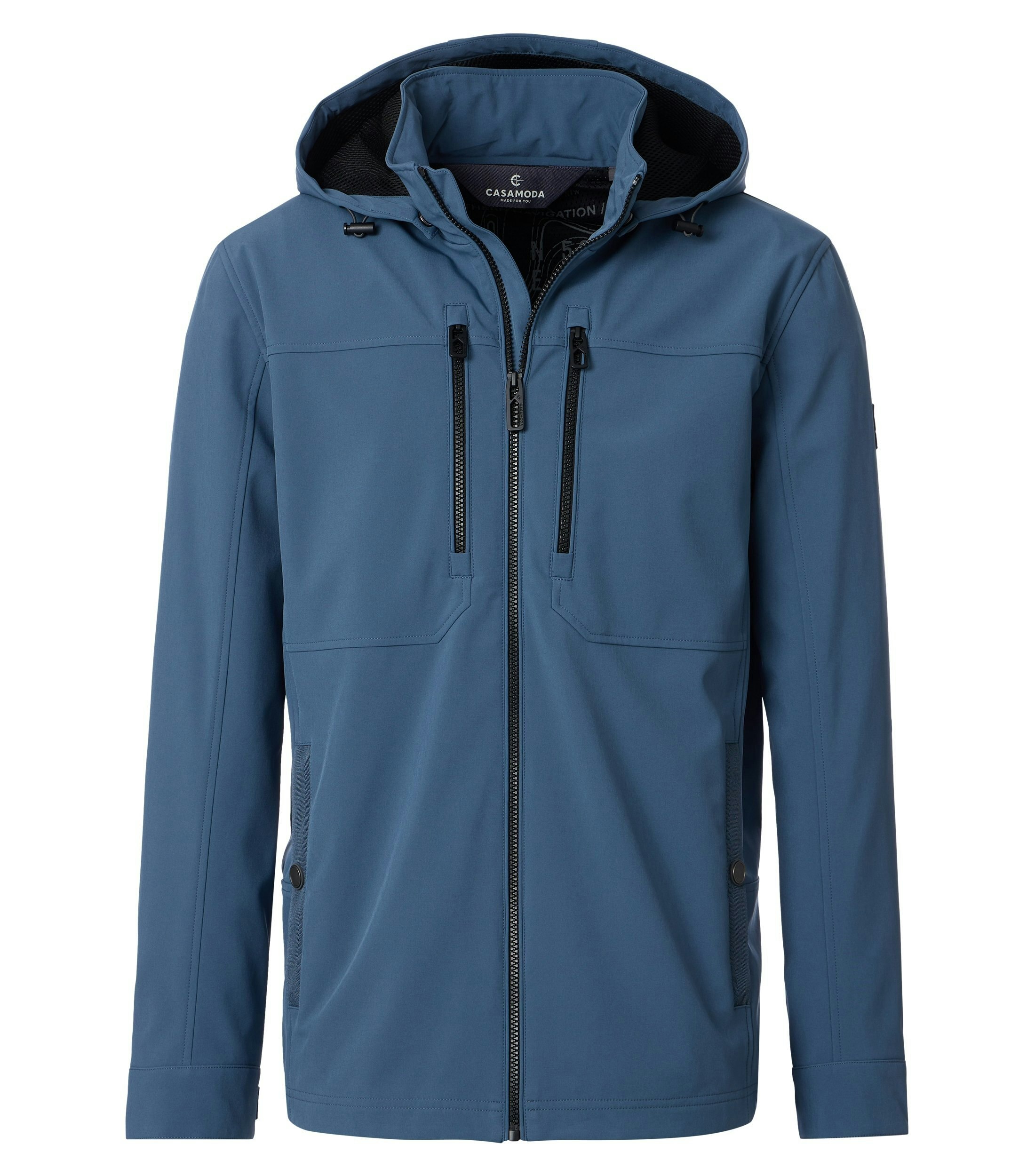 Eine Jacke im uni Muster in der Farbe Blau