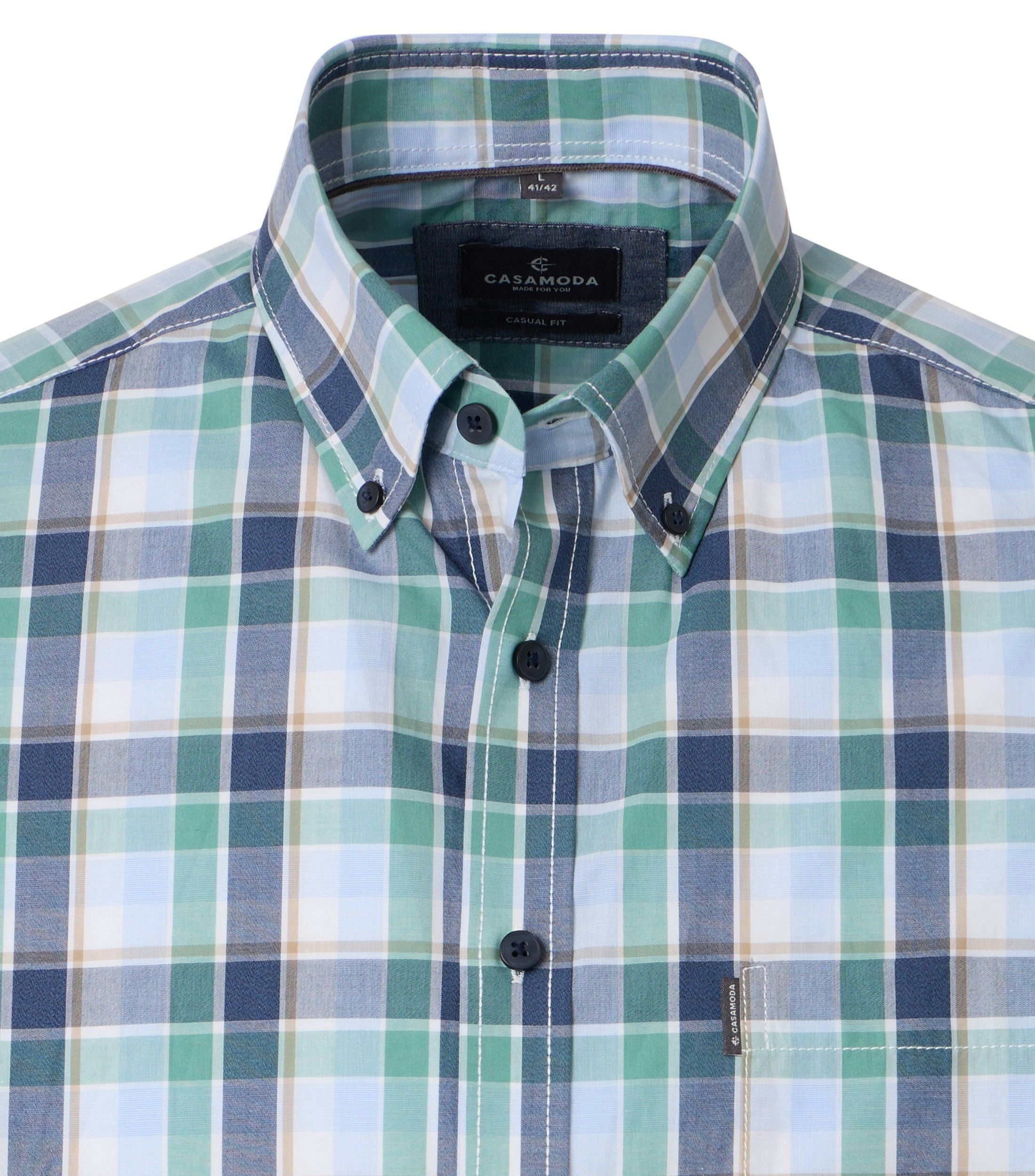 Ein Freizeithemd im kariert Muster in der Farbe Türkisgrün