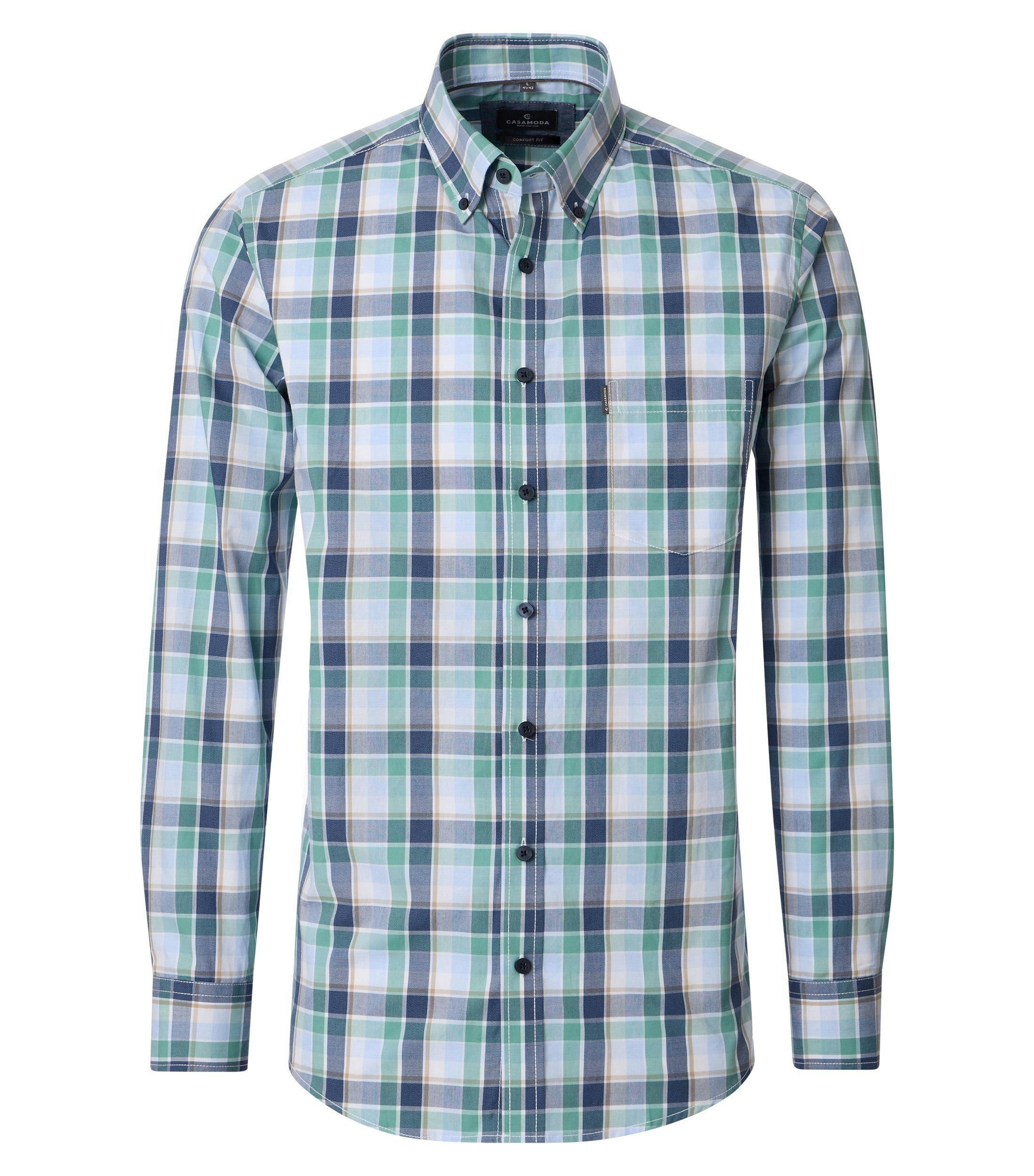 Ein Freizeithemd im kariert Muster in der Farbe Türkis