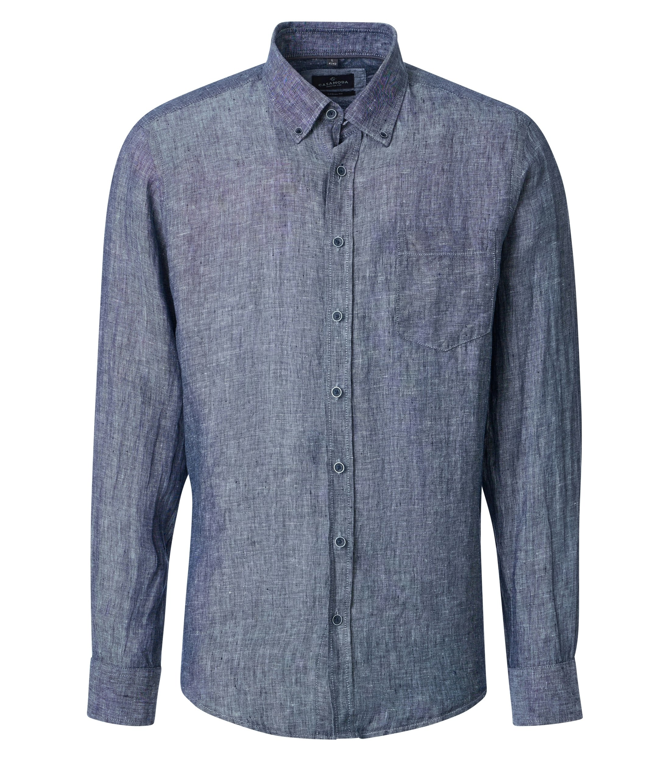 Ein Freizeithemd im uni Muster in der Farbe Blau