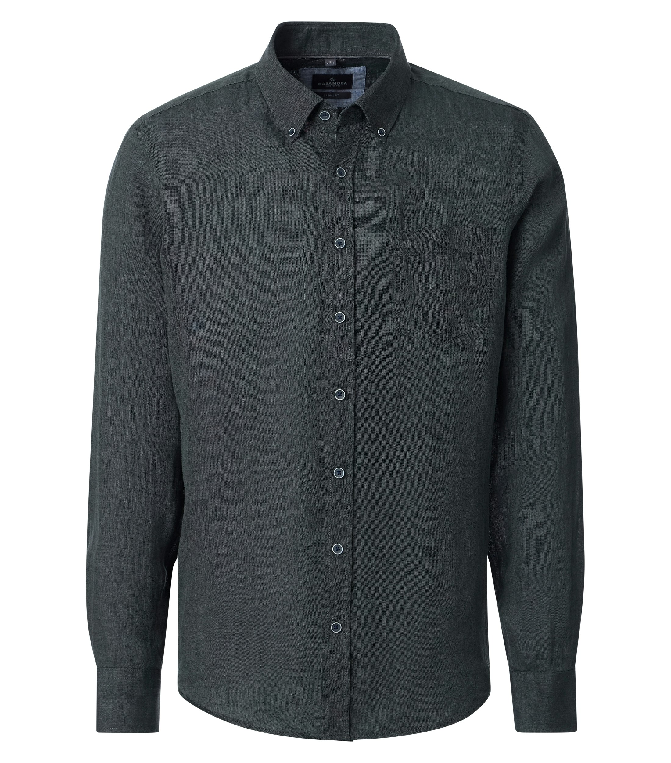 Ein Freizeithemd im uni Muster in der Farbe Dunkelgrün