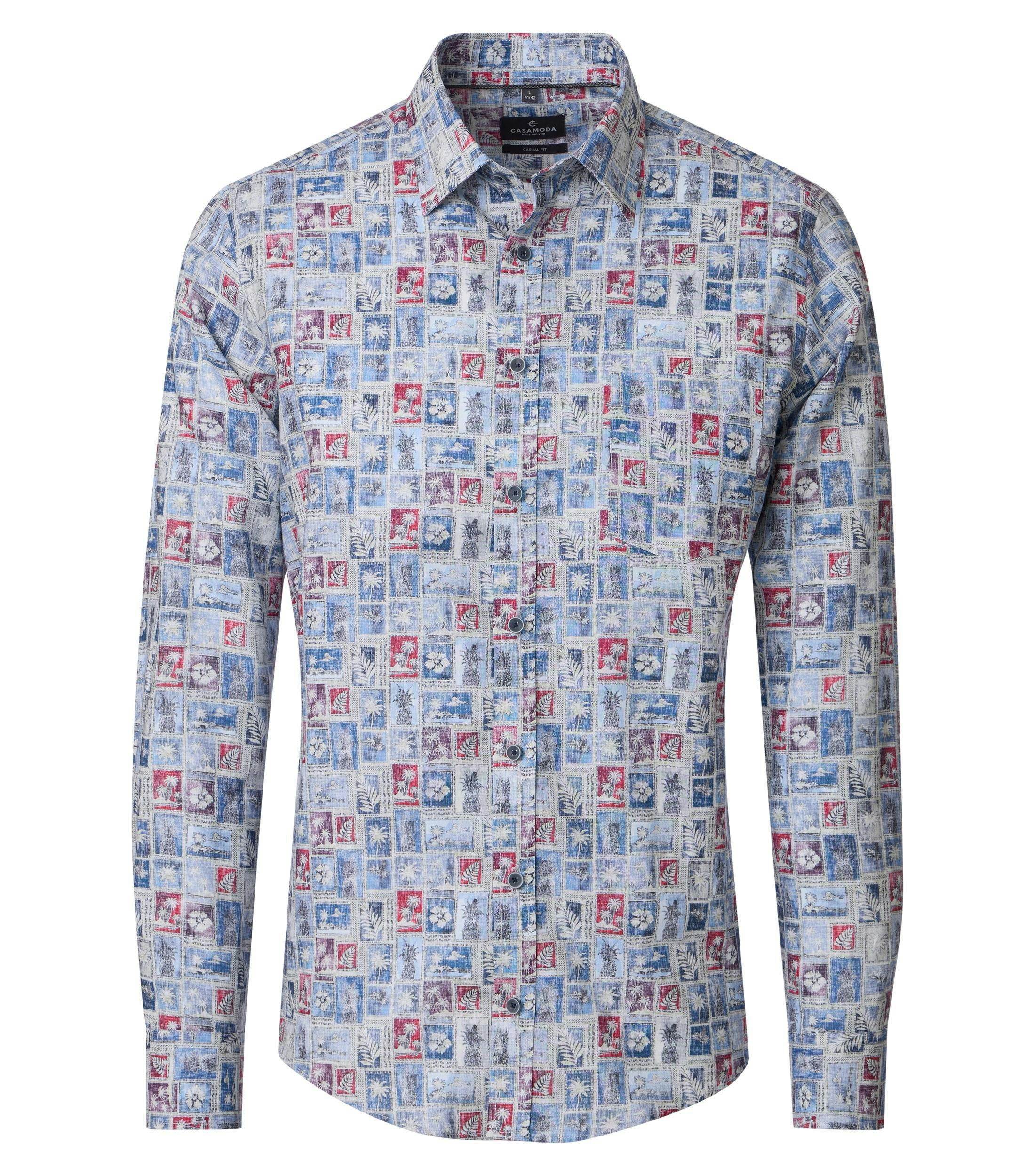 Ein Freizeithemd im Print Muster in der Farbe Blau