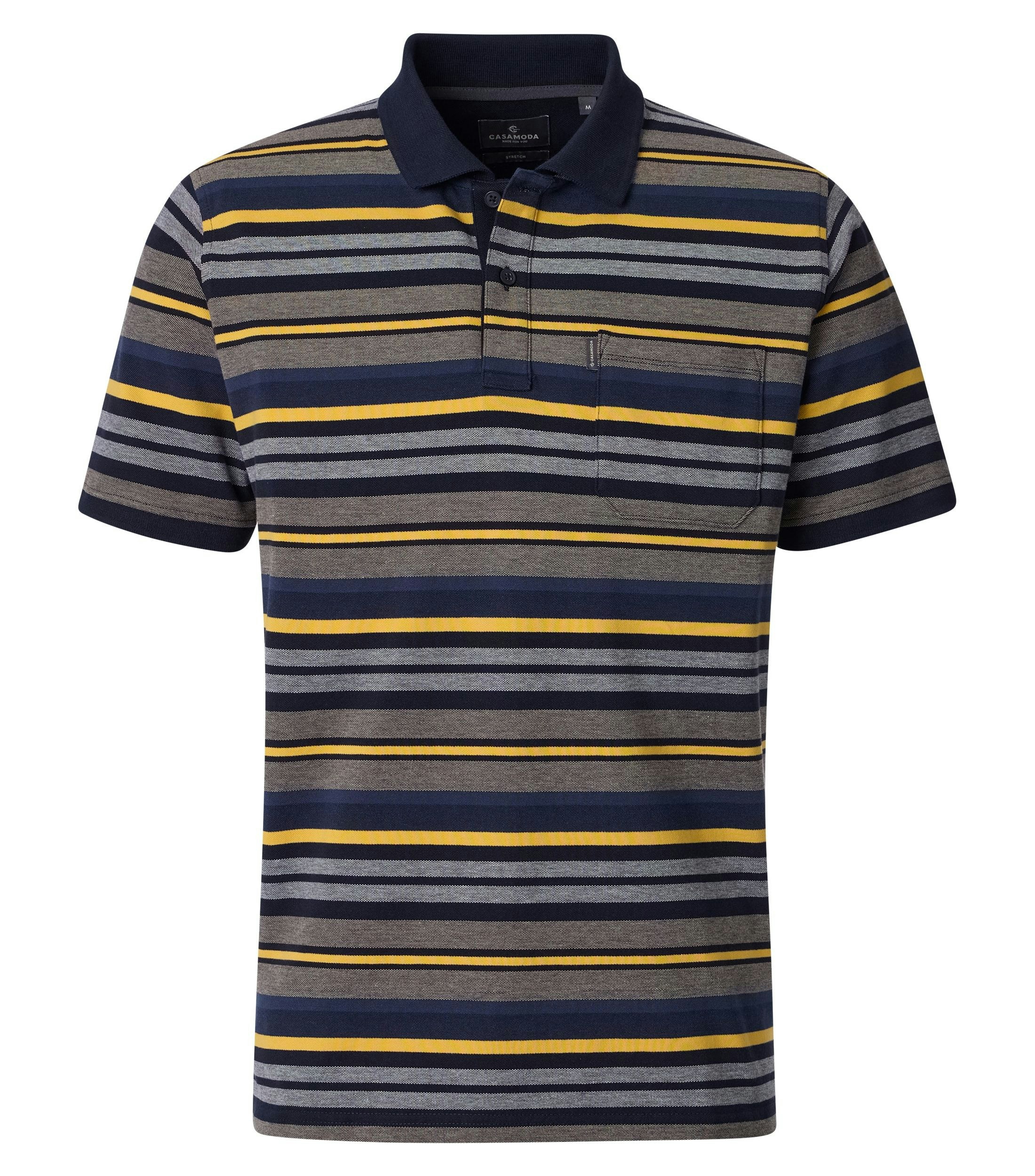 Ein Polo-Shirt im gestreift Muster in der Farbe Beige