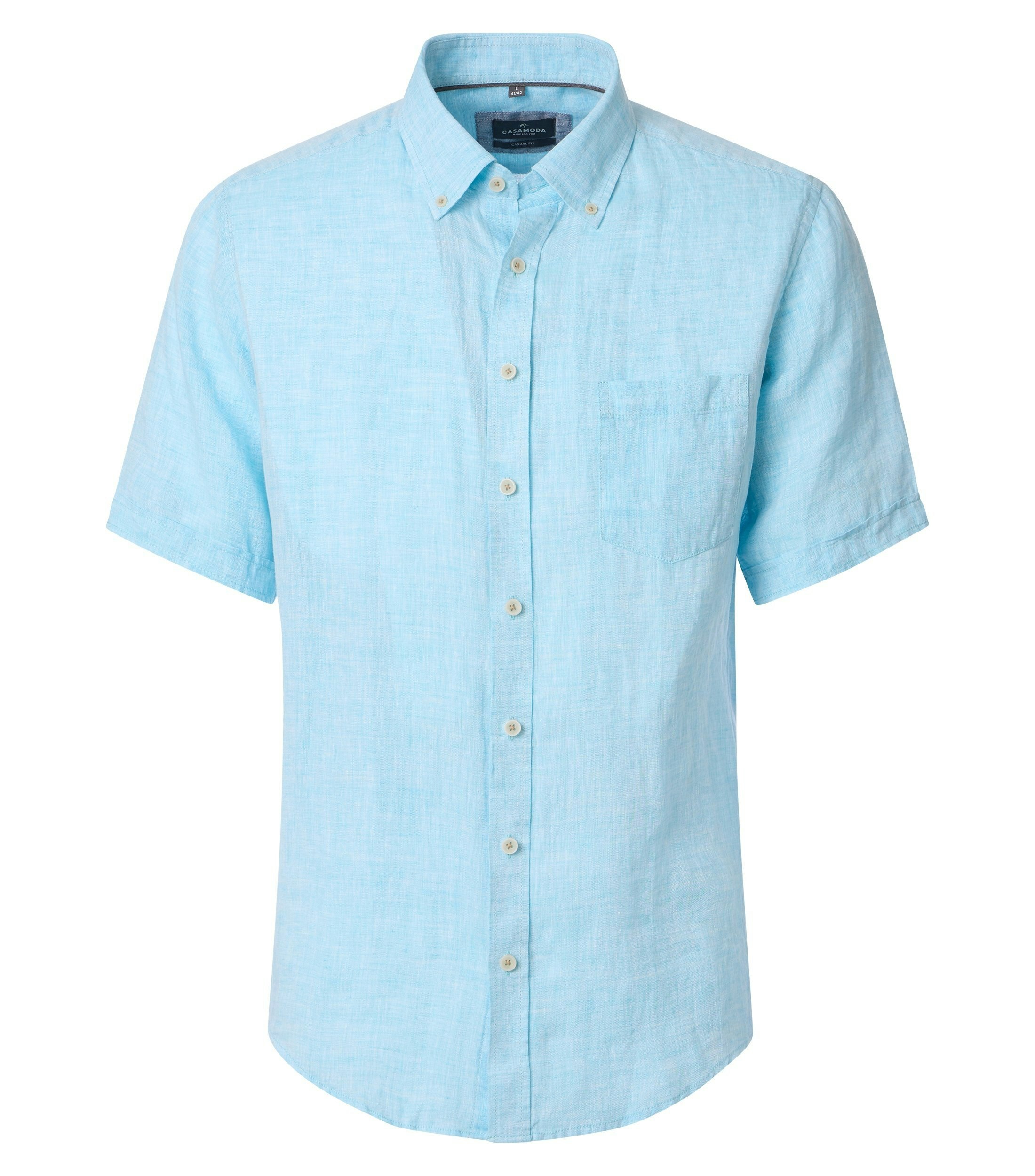 Ein Freizeithemd im uni Muster in der Farbe Helltürkis