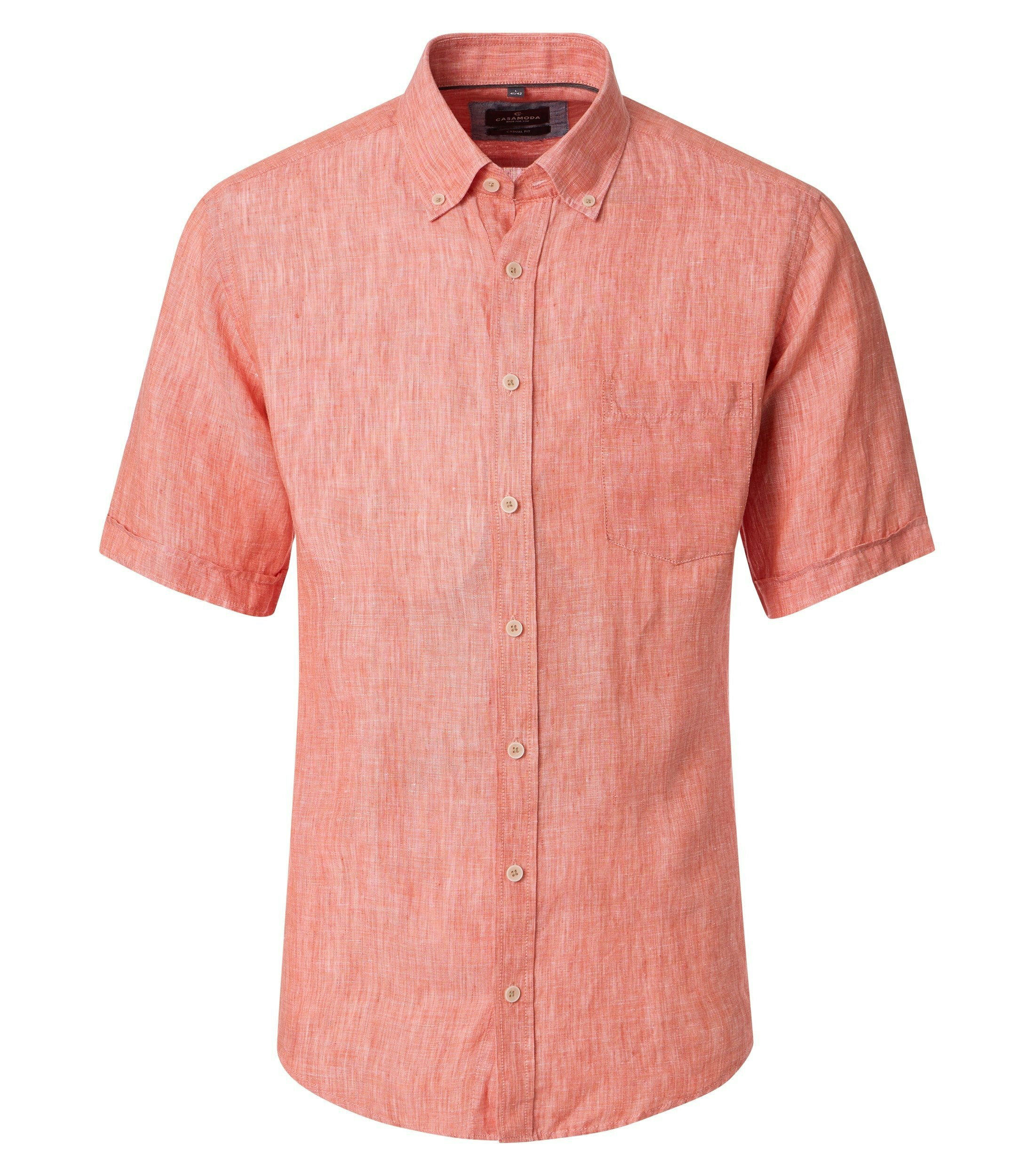 Ein Freizeithemd im uni Muster in der Farbe Hellorange