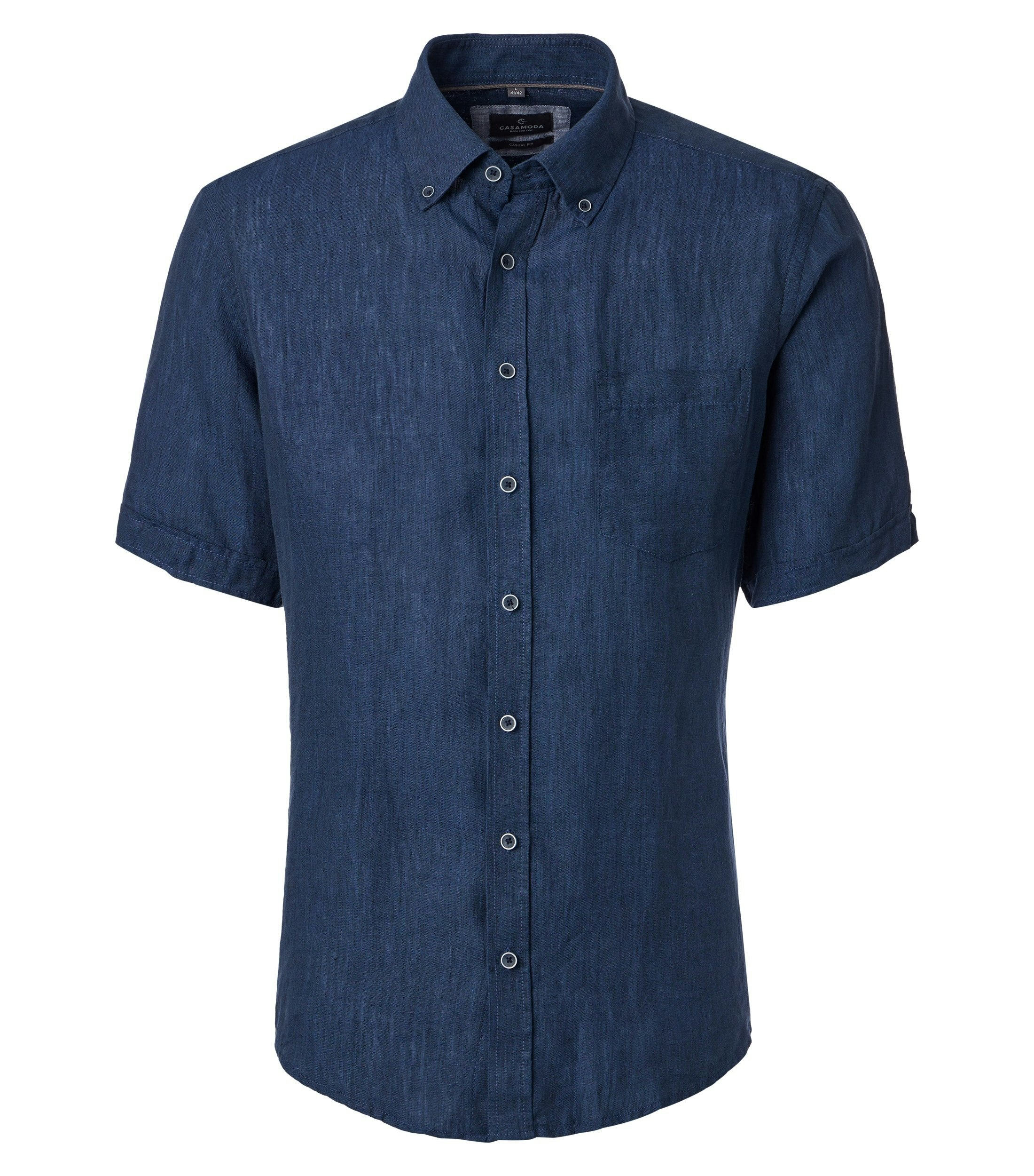 Ein Freizeithemd im uni Muster in der Farbe Dunkelblau