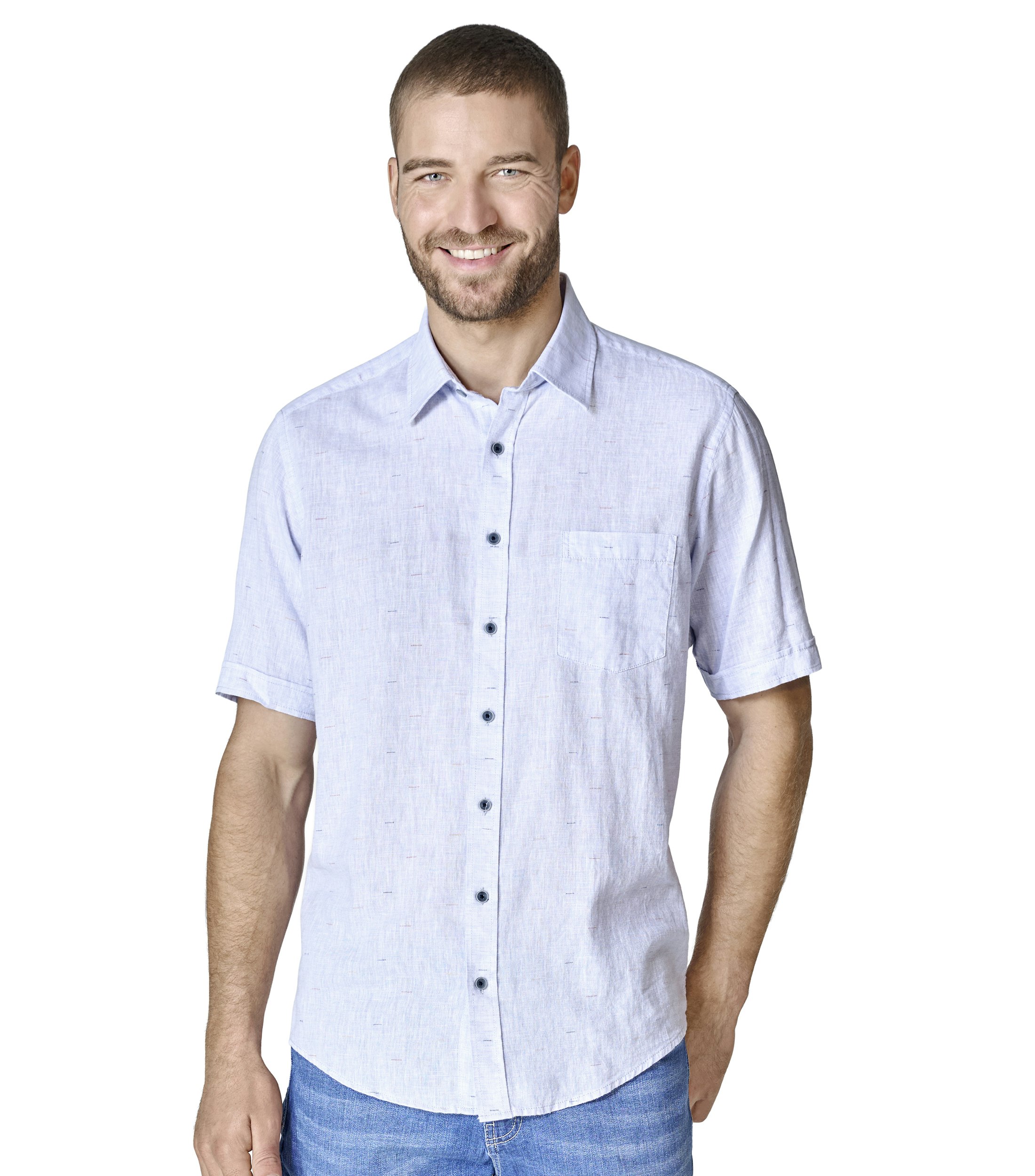 Ein Freizeithemd im uni Muster in der Farbe Hellblau