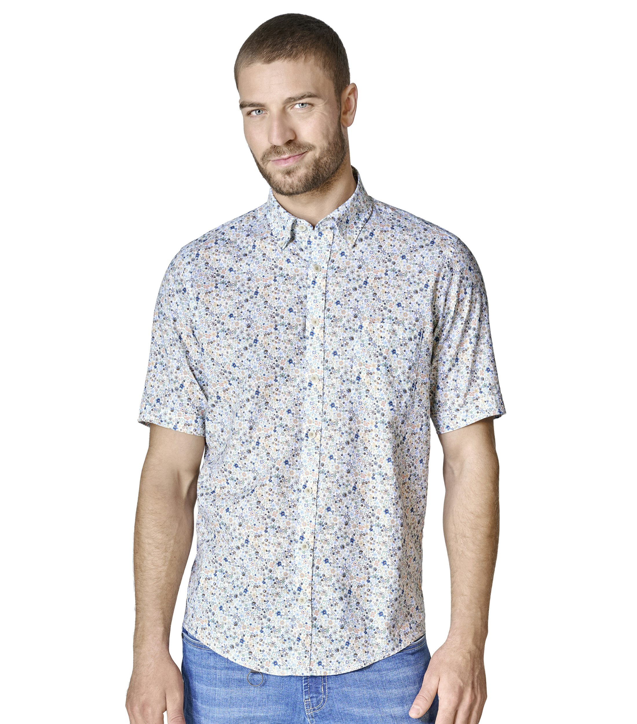 Ein Freizeithemd im Print Muster in der Farbe Hellorange