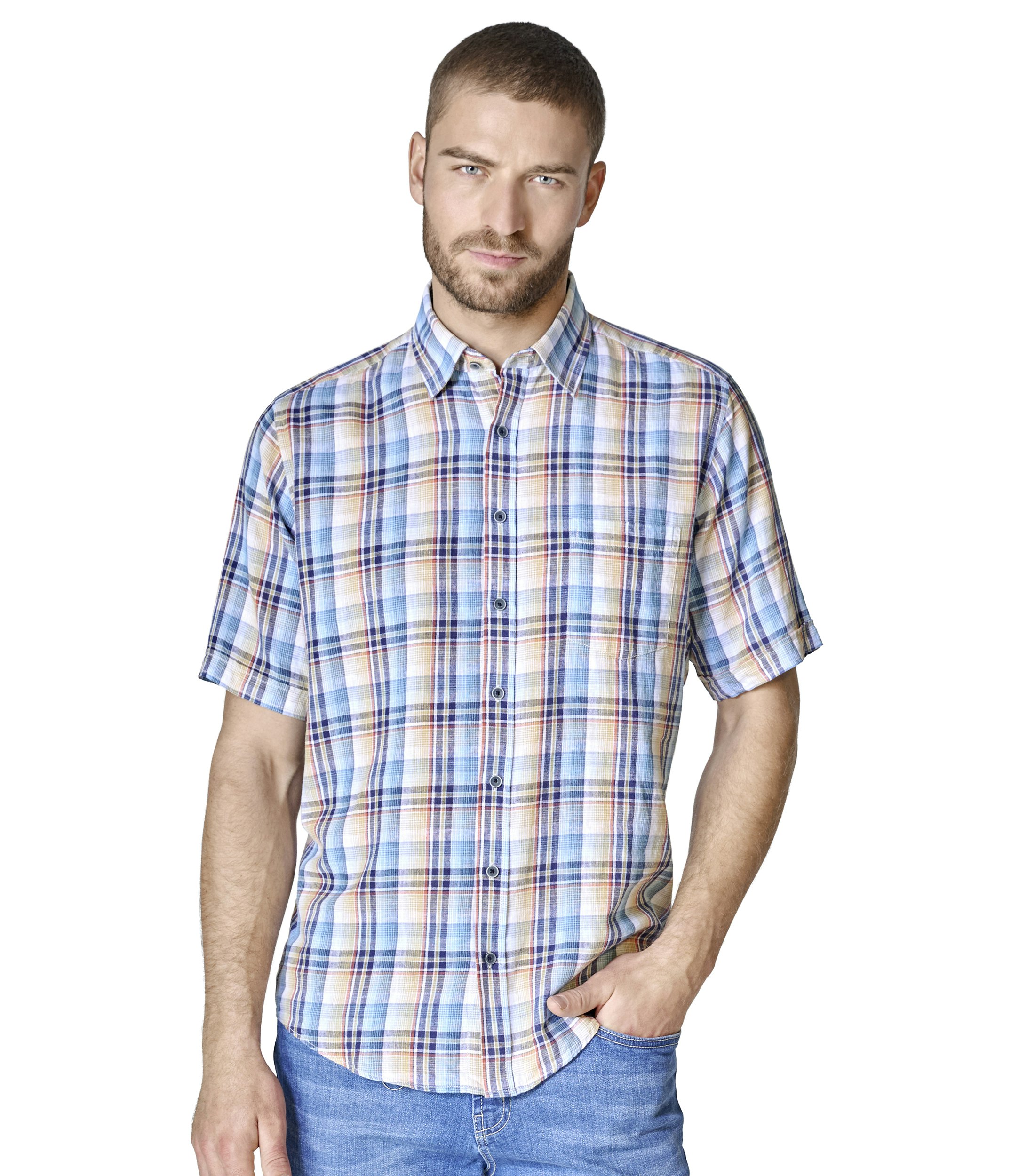 Ein Freizeithemd im kariert Muster in der Farbe Blau