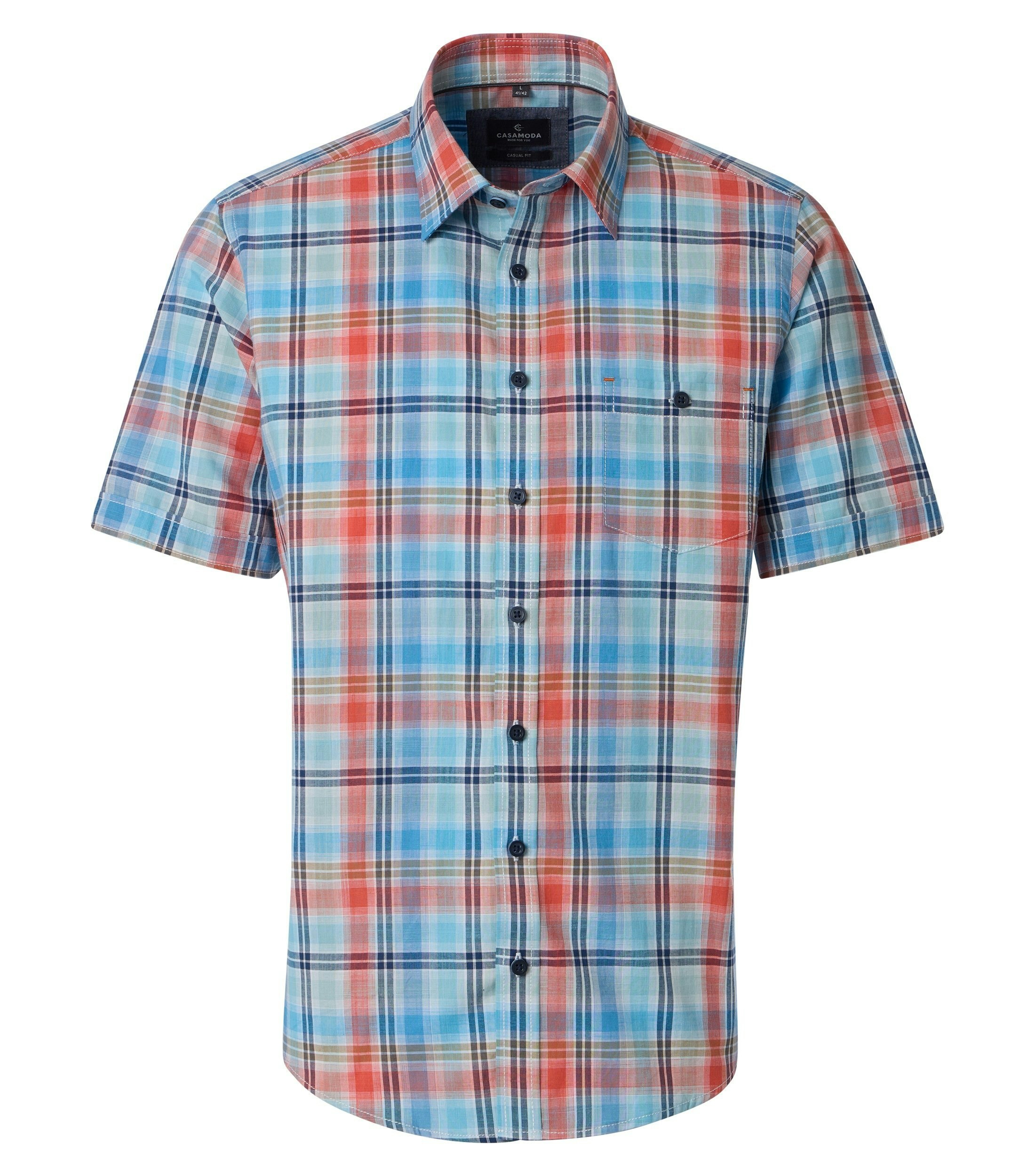 Ein Freizeithemd im kariert Muster in der Farbe Helltürkis