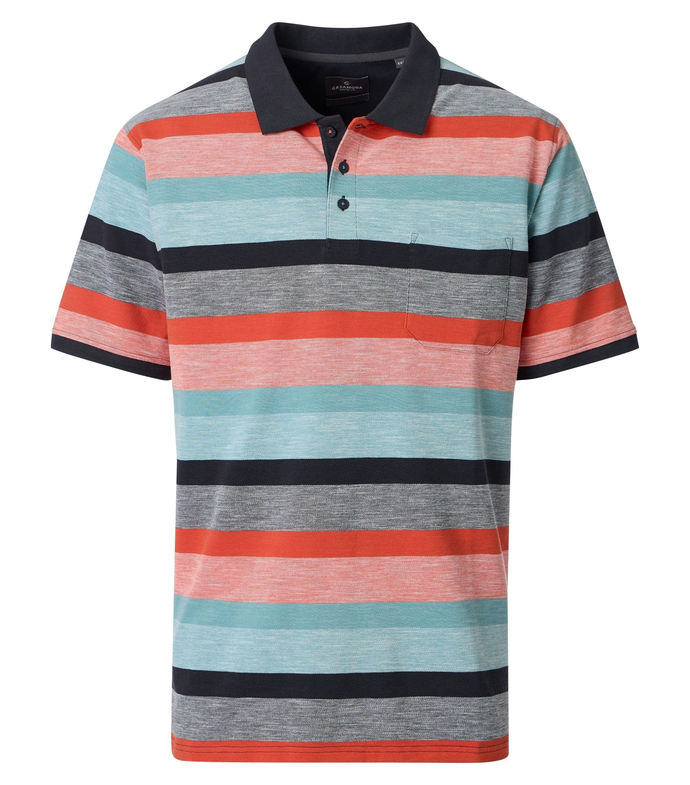 Ein Polo-Shirt im gestreift Muster in der Farbe Rot