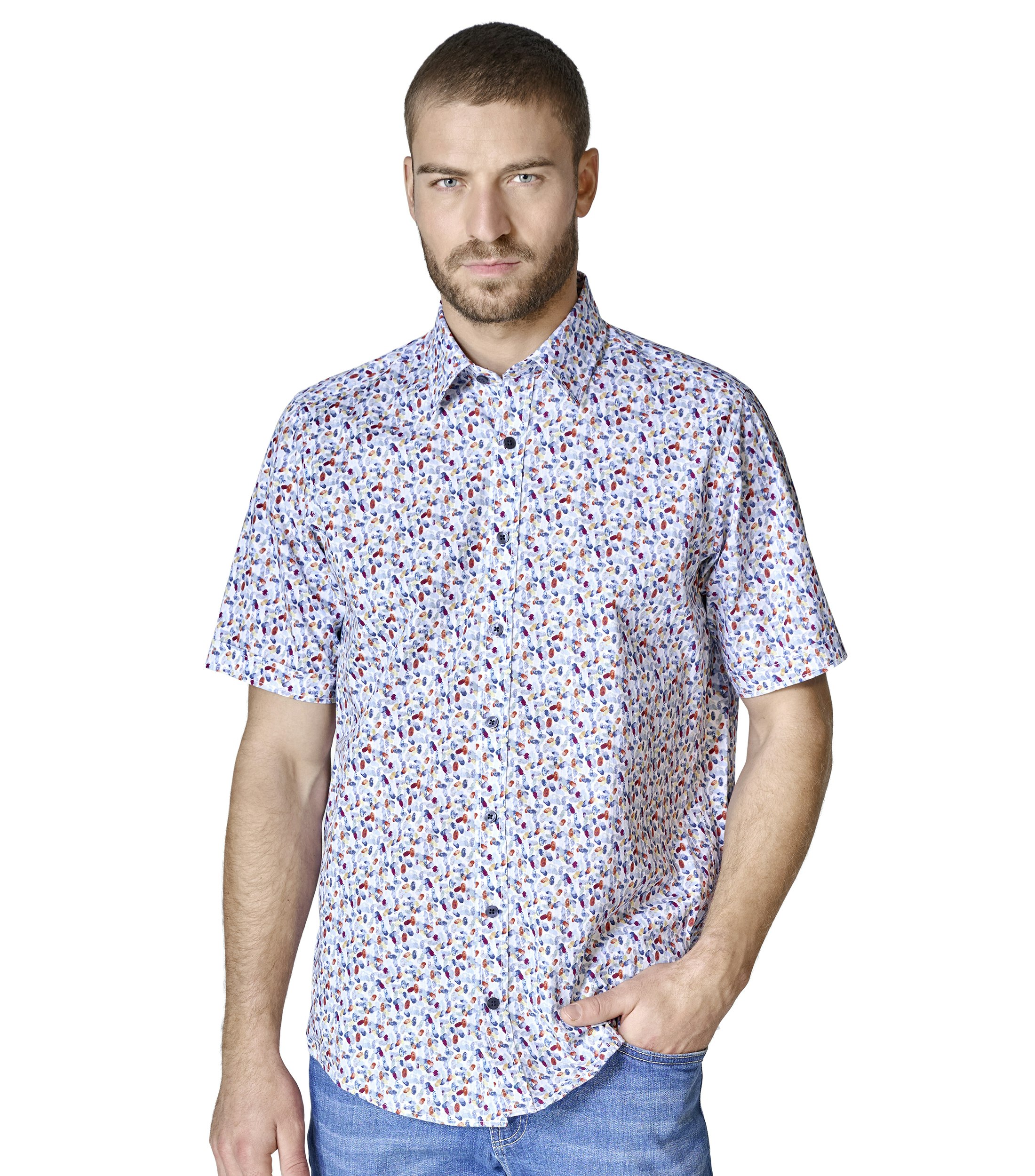 Ein Freizeithemd im Print Muster in der Farbe Blau