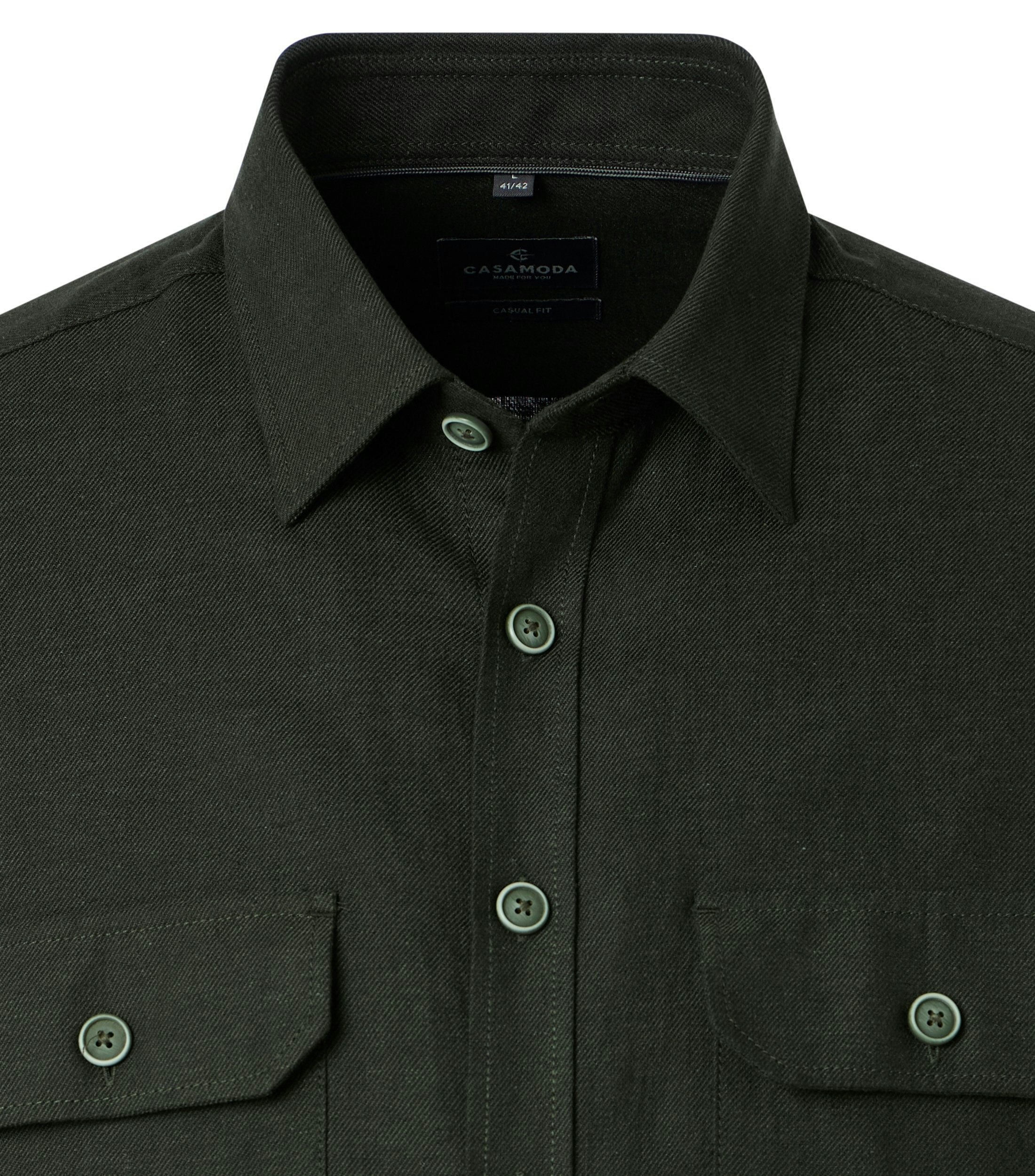 Ein Freizeithemd im uni Muster in der Farbe Dunkelgrün