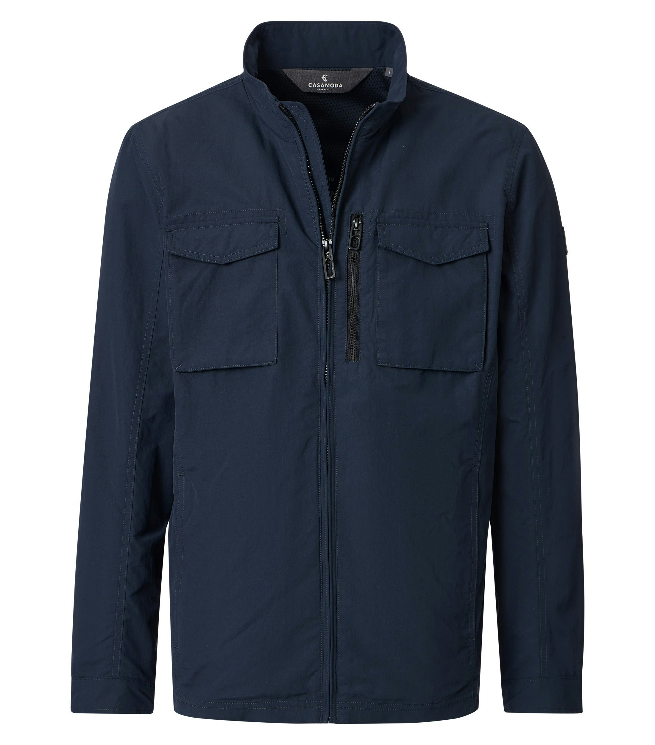 Eine Jacke im uni Muster in der Farbe Blau