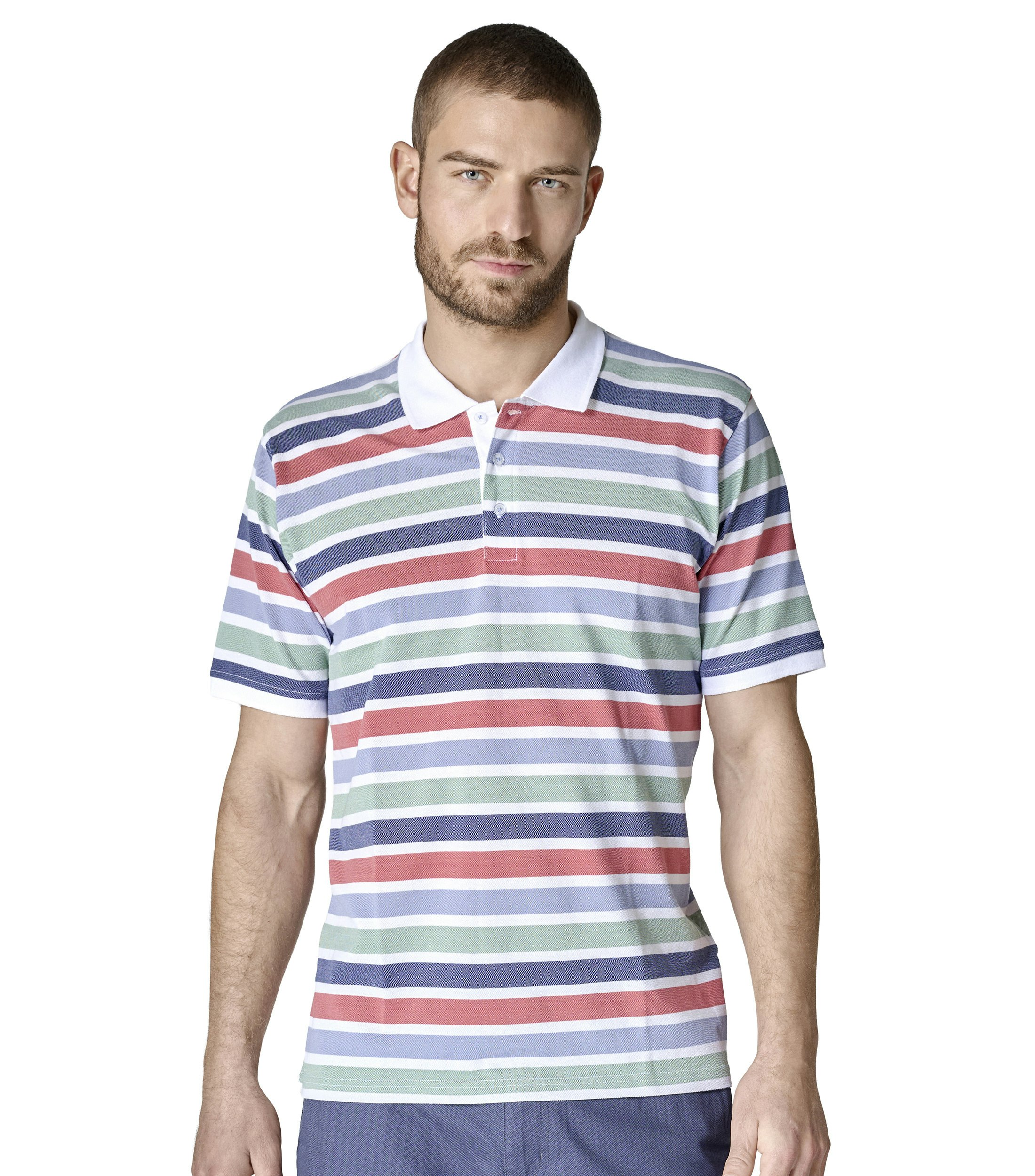 Polo-Shirt im gestreiften Muster in der Farbe Rot
