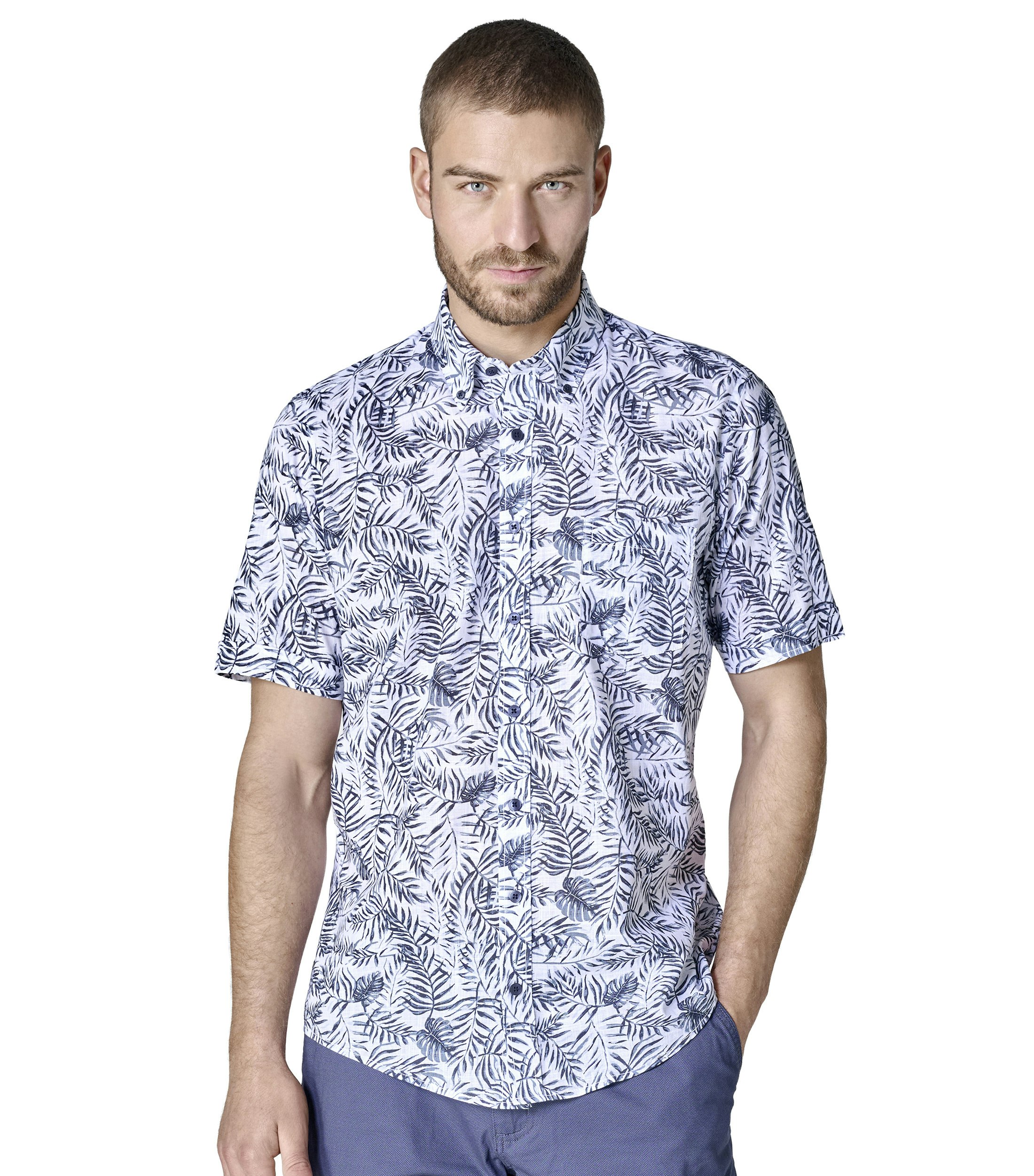 Freizeithemd im Print-Muster in der Farbe Blau