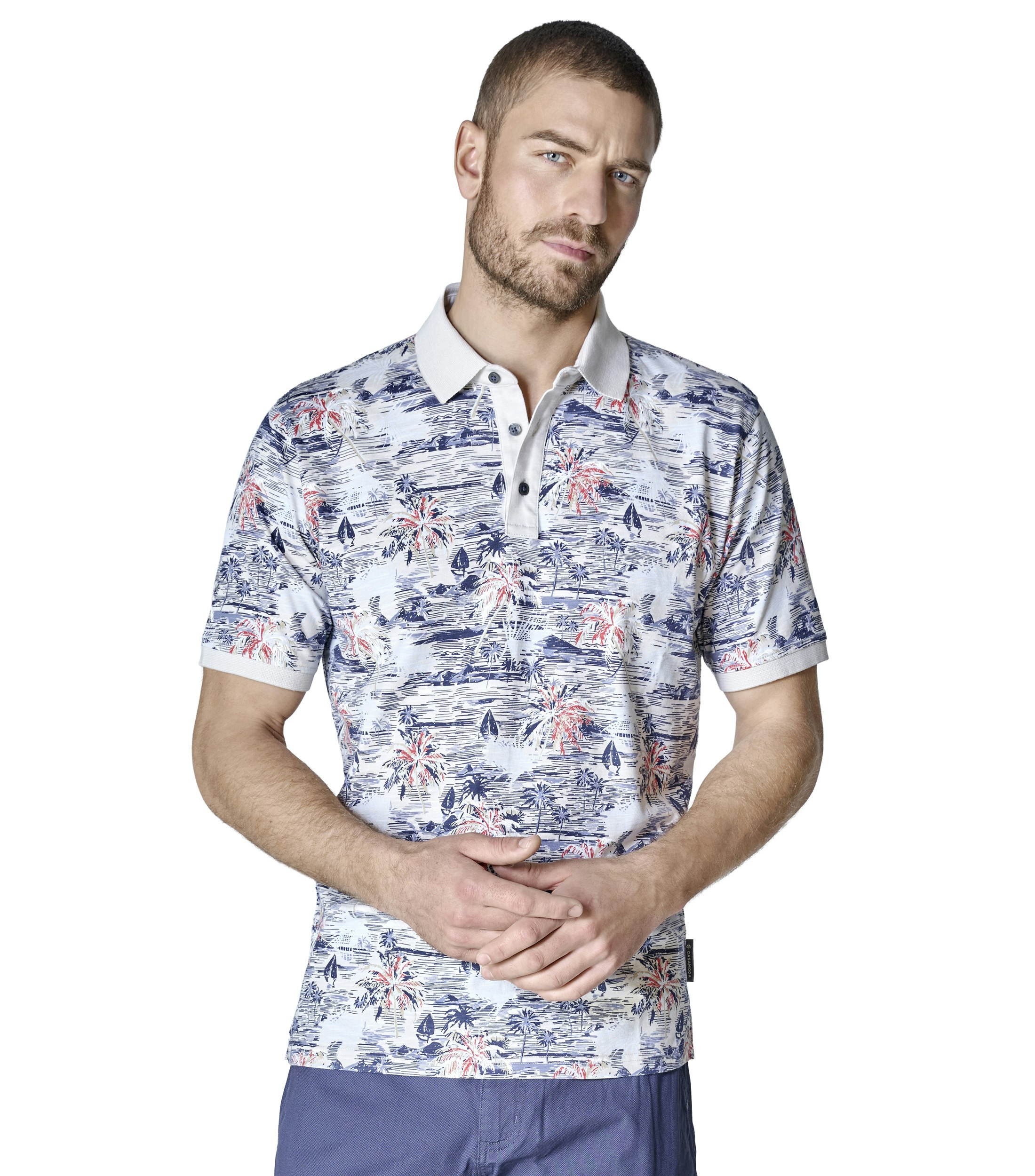 Polo-Shirt im Print-Muster in der Farbe Beige
