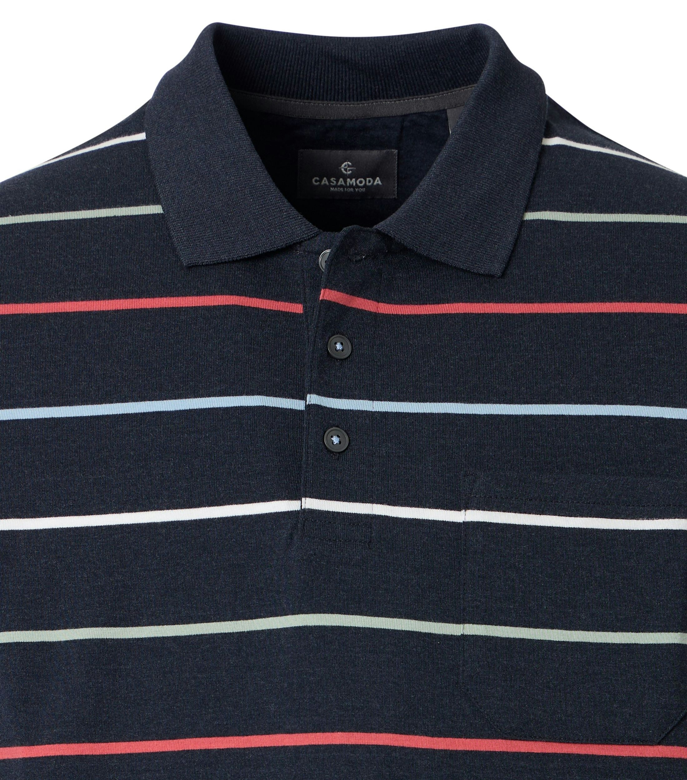 Polo-Shirt im gestreiften Muster in der Farbe Dunkelblau
