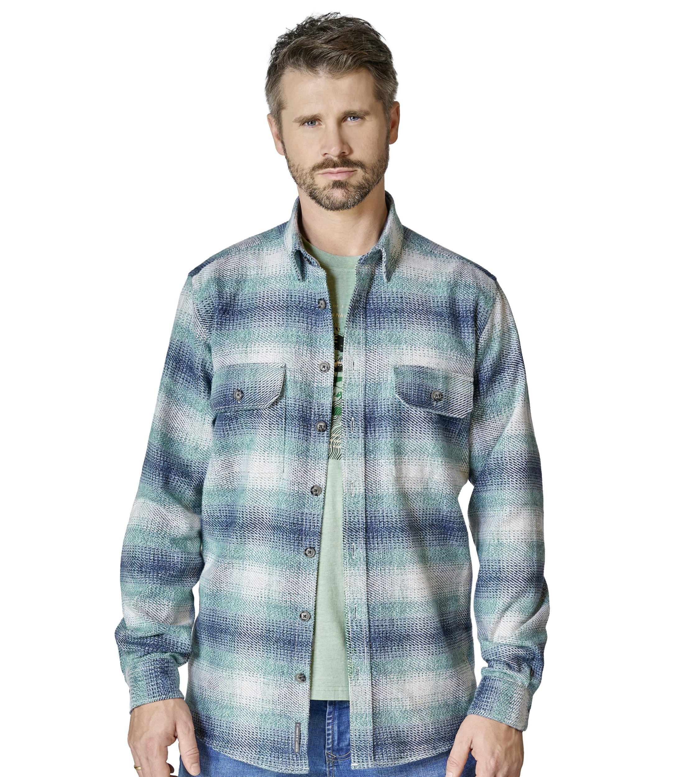 Hemdjacke im karierten Muster in der Farbe Blau