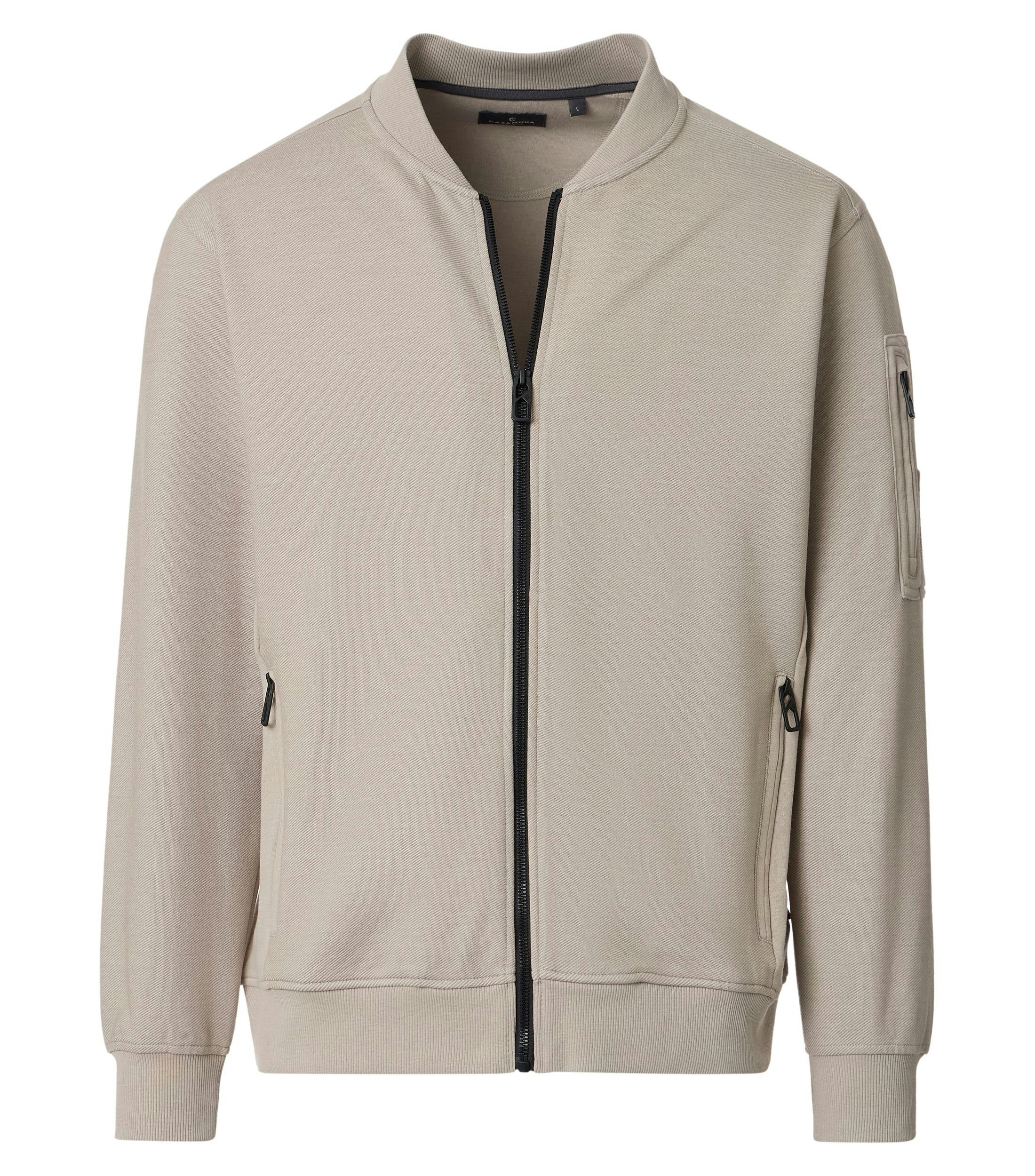 Sweatjacke im unifarbenen Design in der Farbe Beige