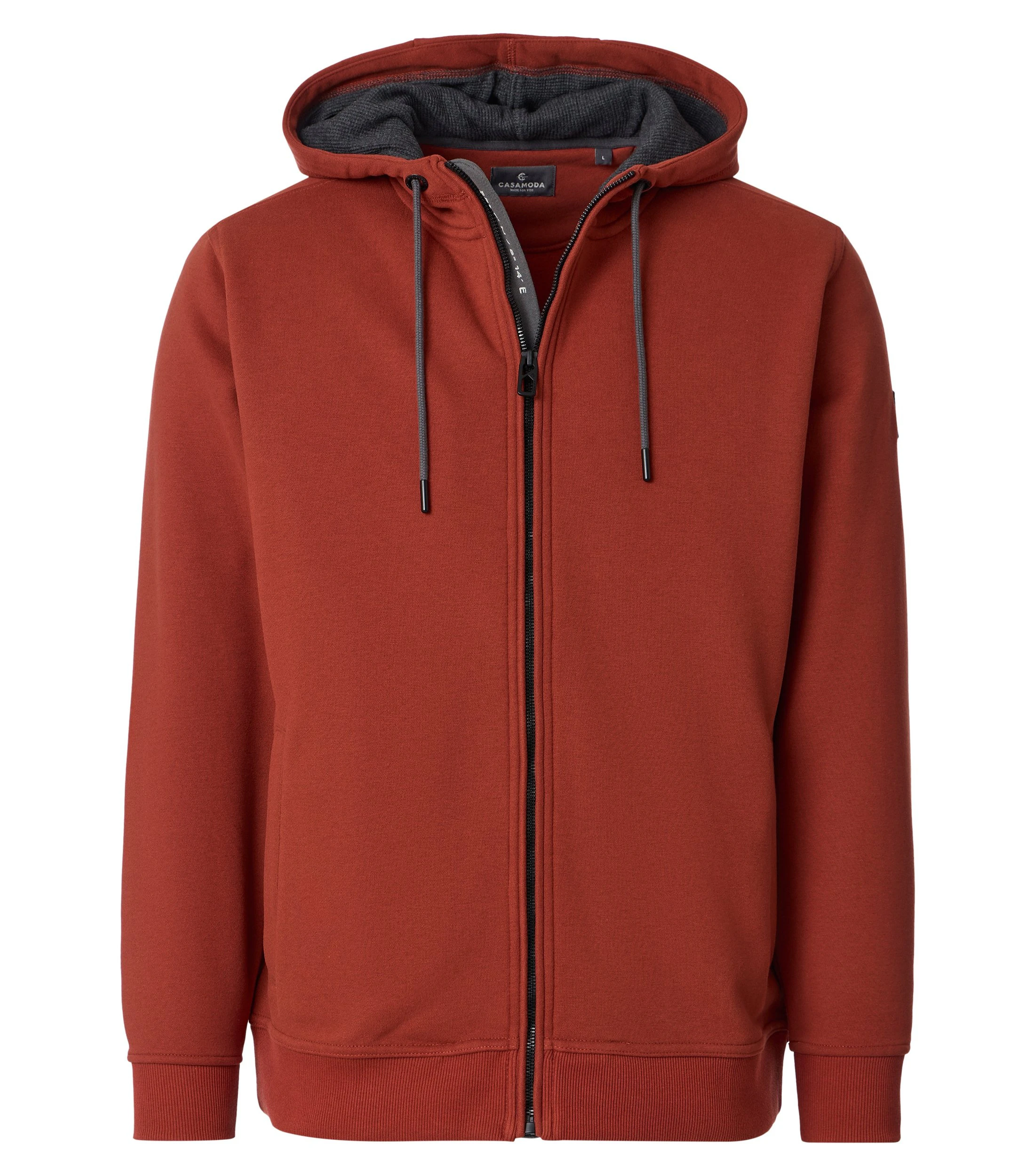 Sweatjacke im unifarbenen Design in der Farbe Rot