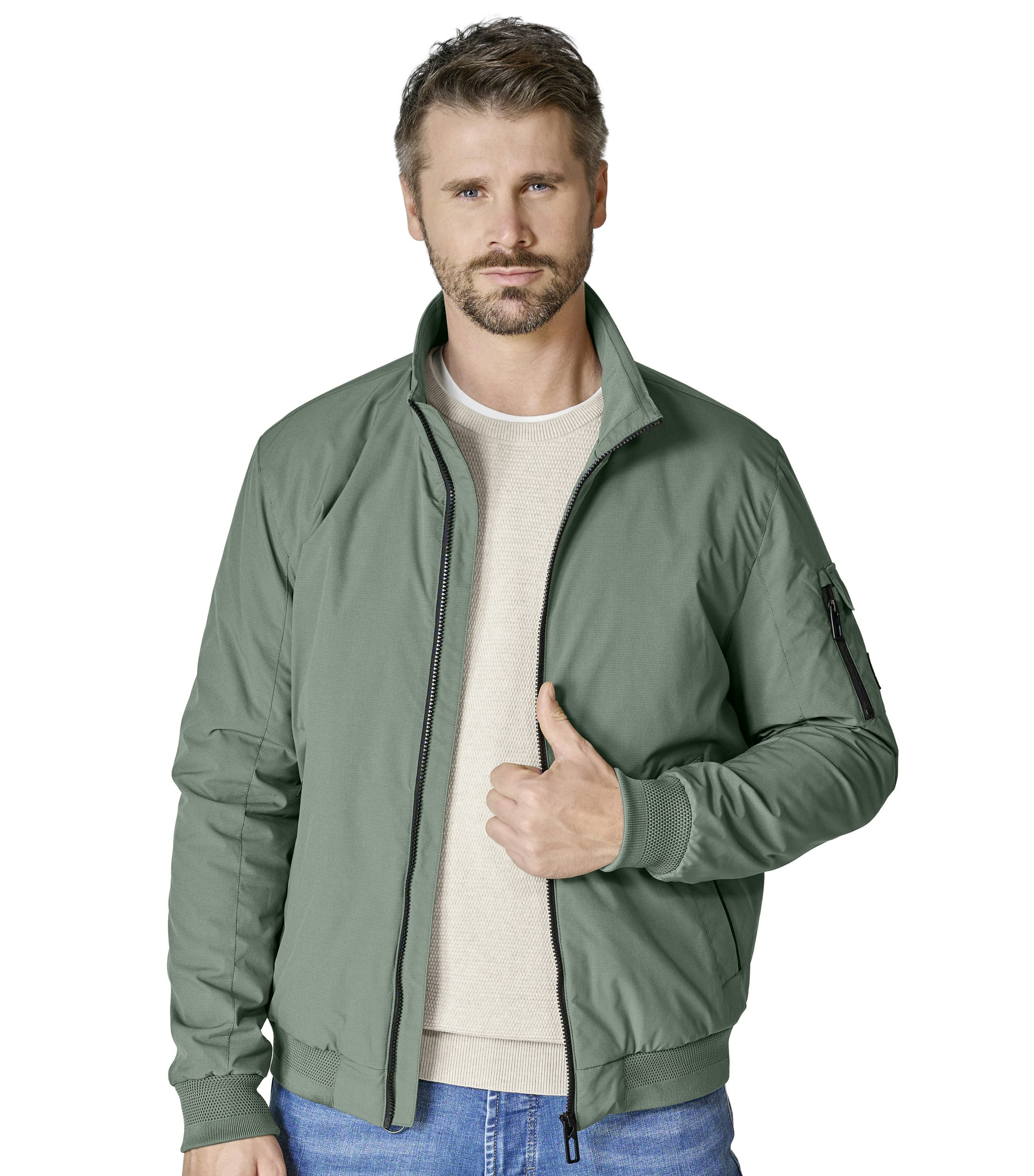 Jacke im unifarbenen Design in der Farbe Eukalyptus
